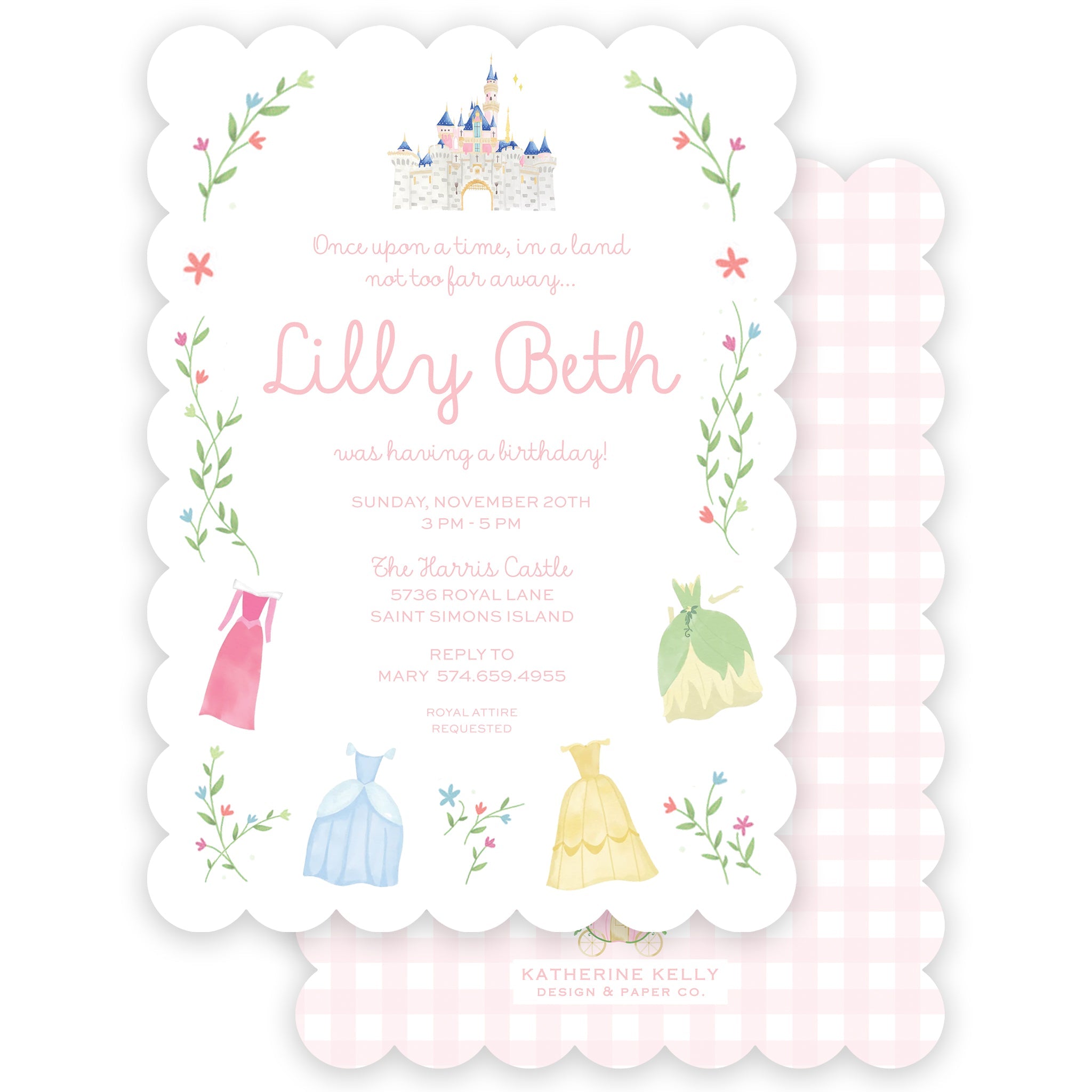 Princess Dresses Birthday Invitation