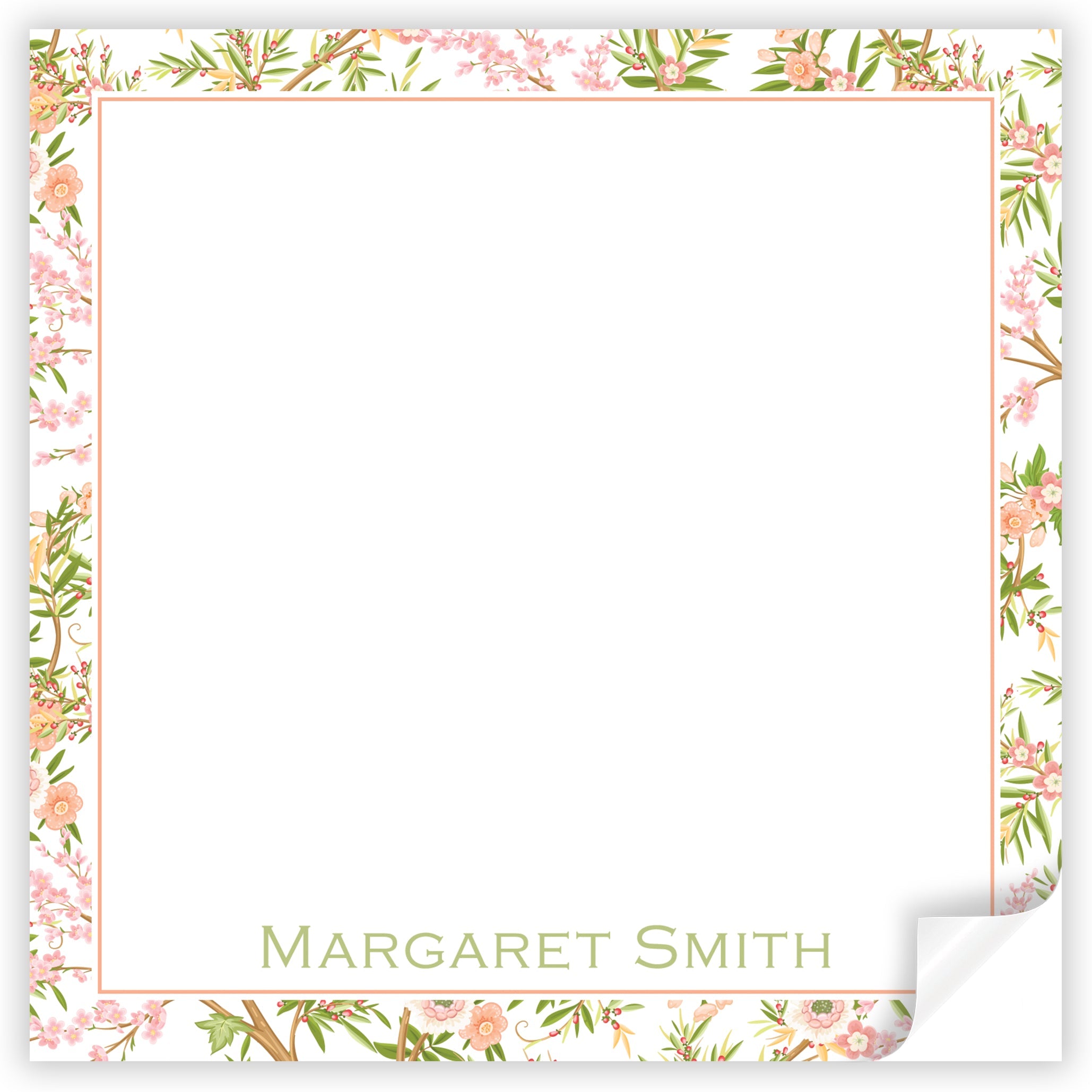 Pink & Orange Chinoiserie Square Notepad