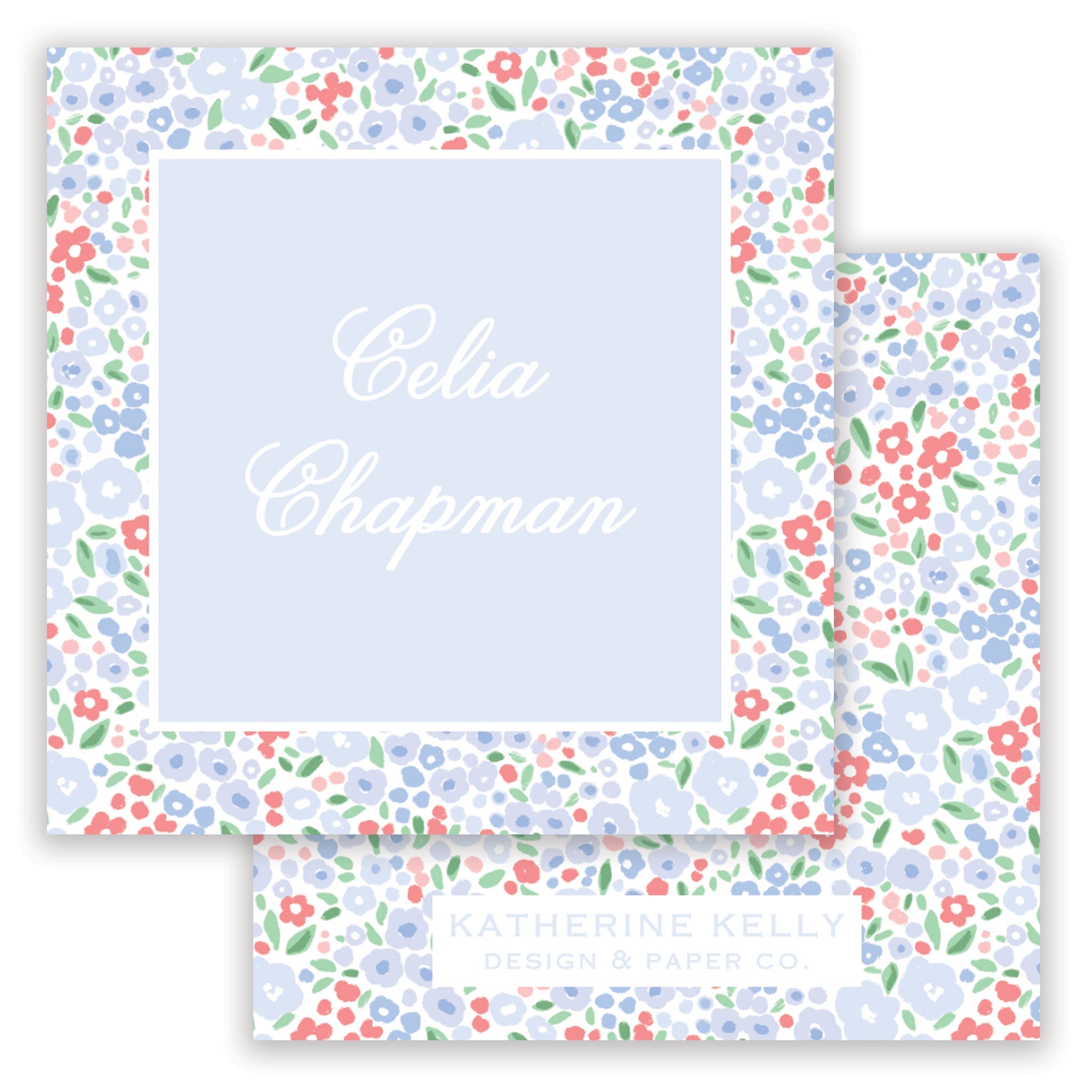 Blue Ditsy Floral Enclosure Card