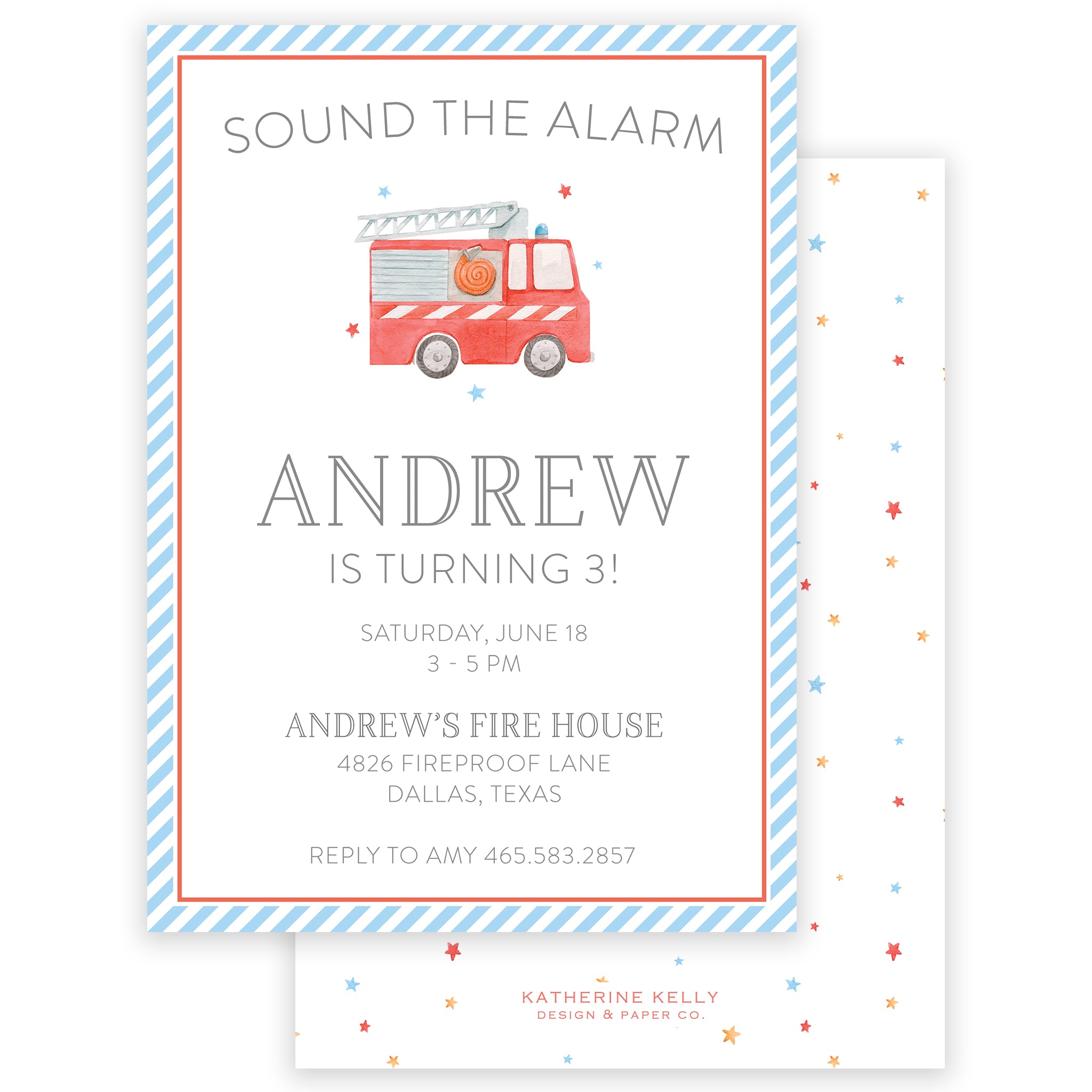 Firetruck Birthday Invitation