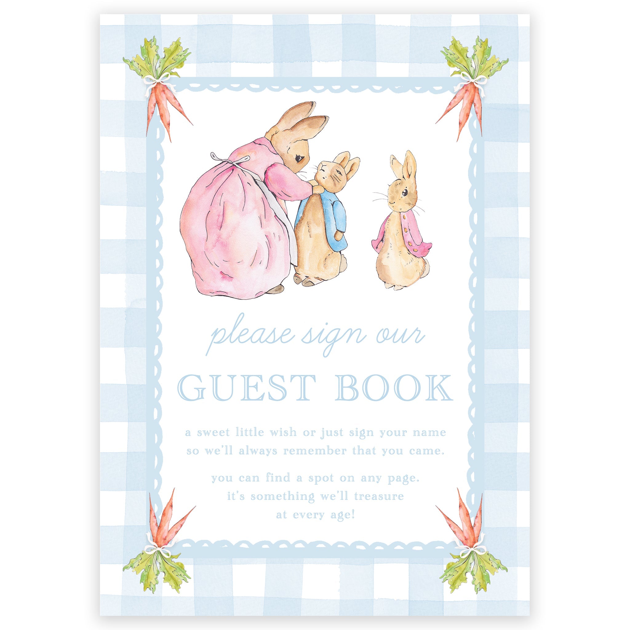 Blue Peter Rabbit Guest Book Sign