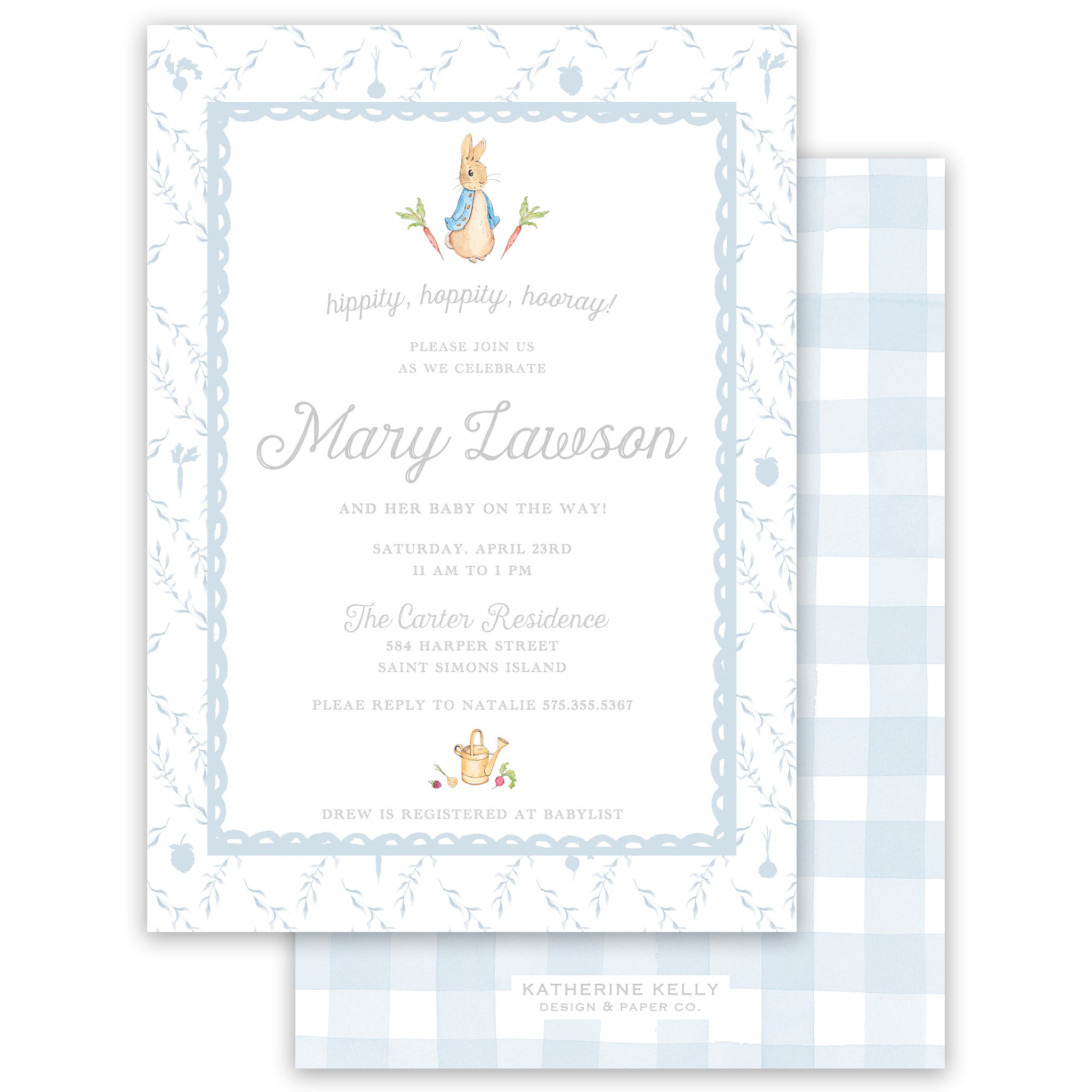 Peter Rabbit Blue Trellis Party Invitation