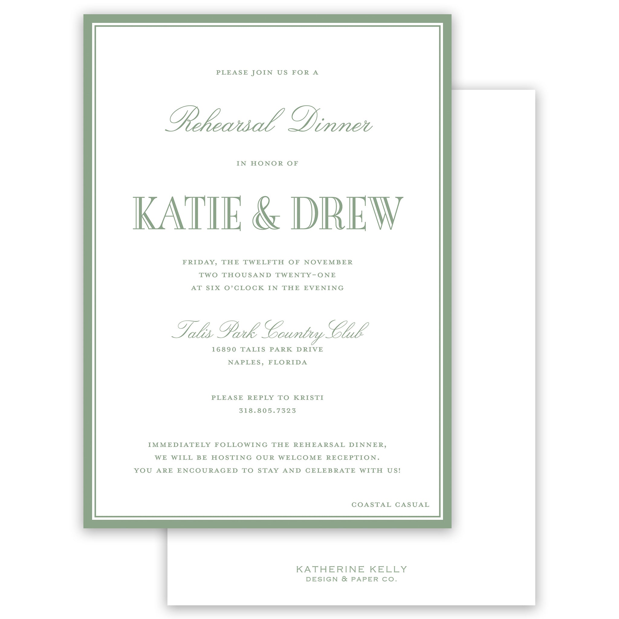 Sage Rehearsal Dinner Invitation