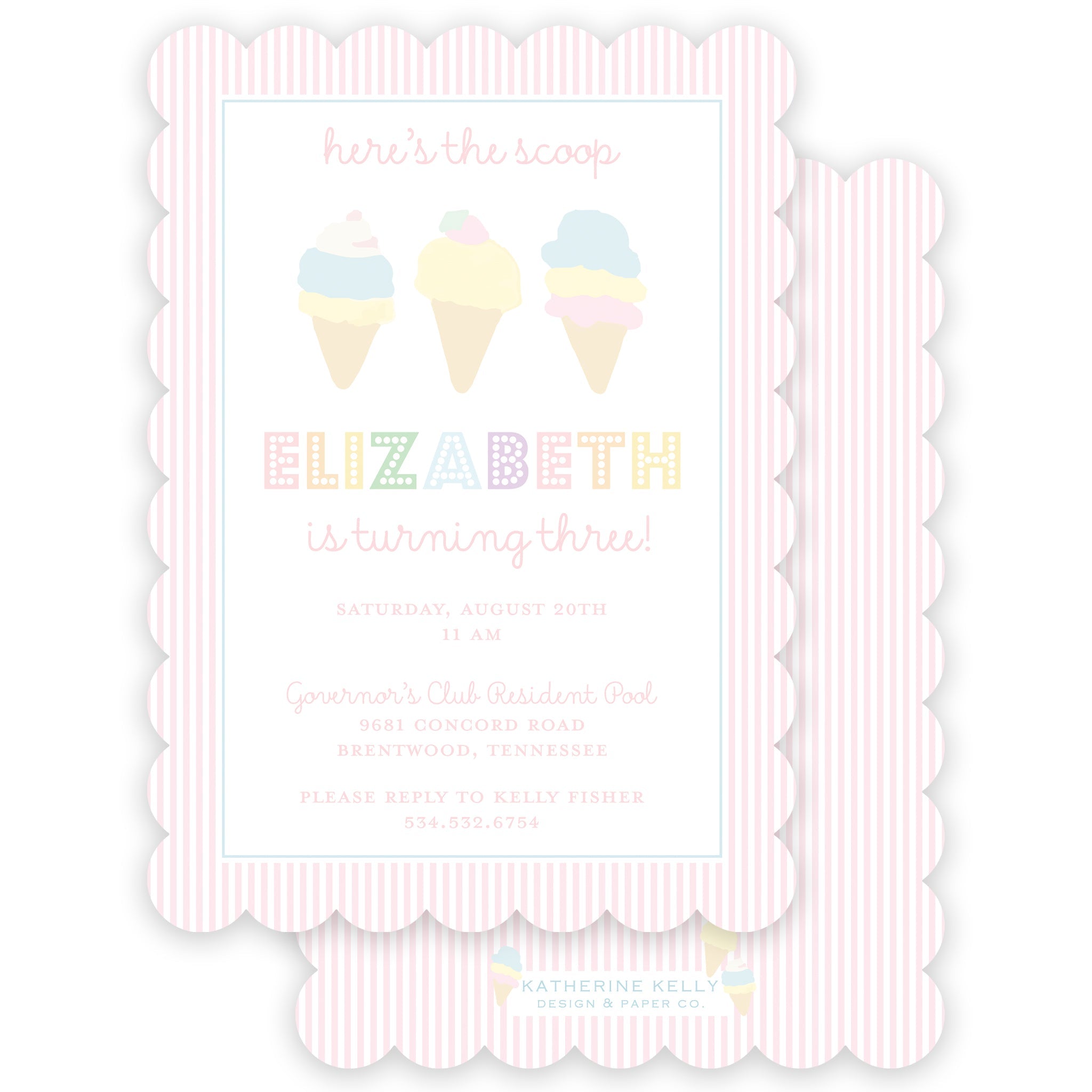 Ice Cream Social Birthday Invitation