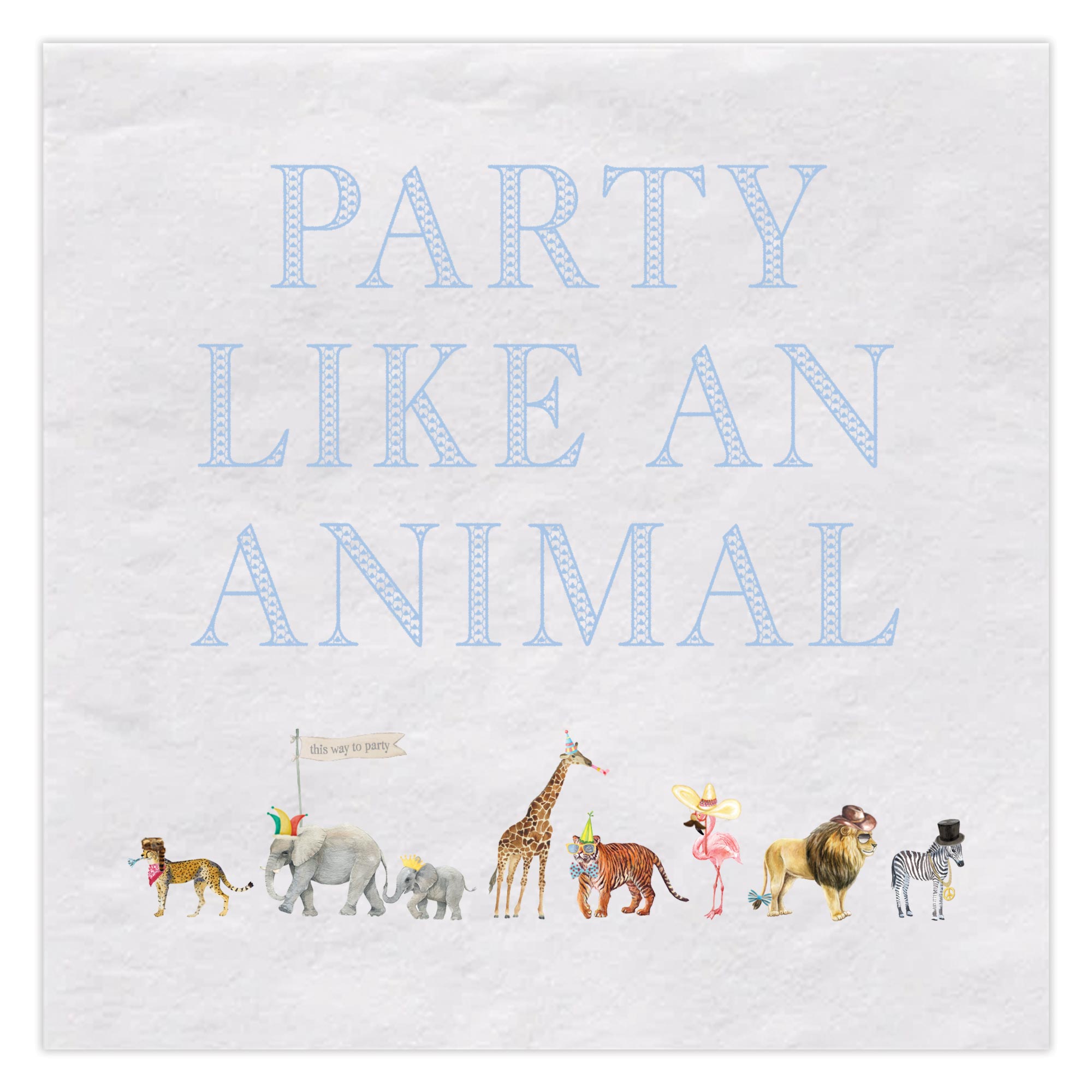 Blue Party Like An Animal Beverage Napkins