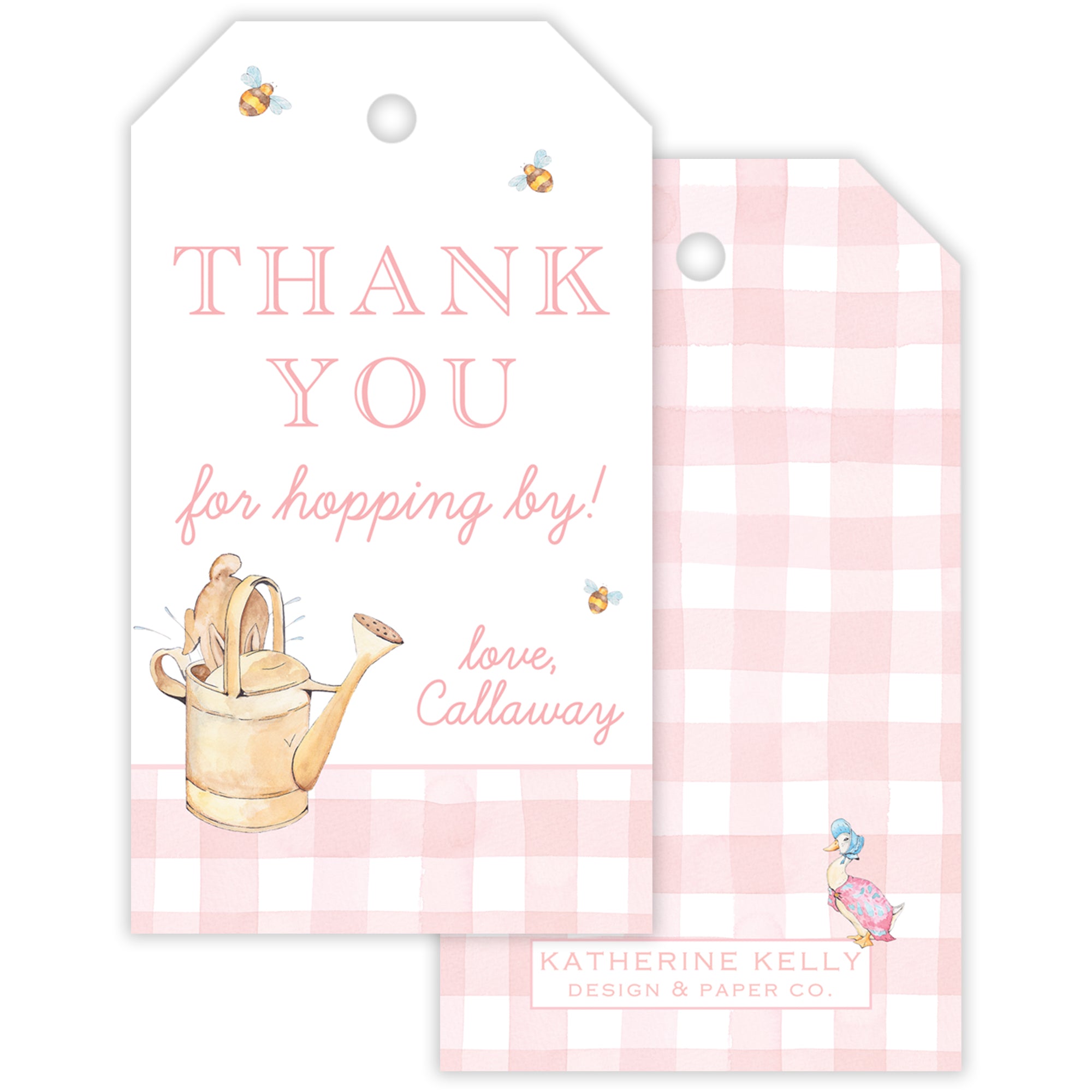 Pink Peter Rabbit Party Favor Tag