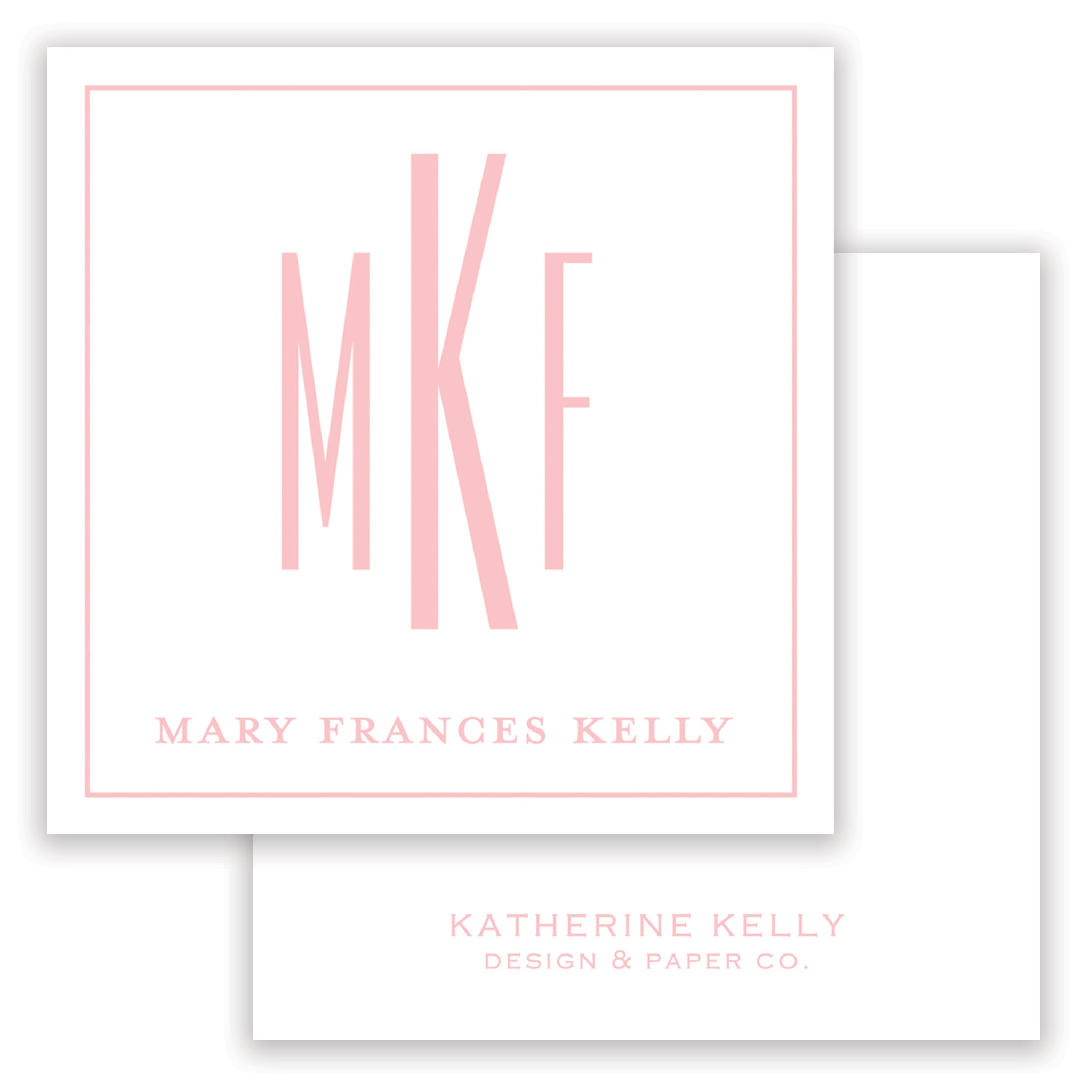 Classic Pink Monogram Enclosure Card