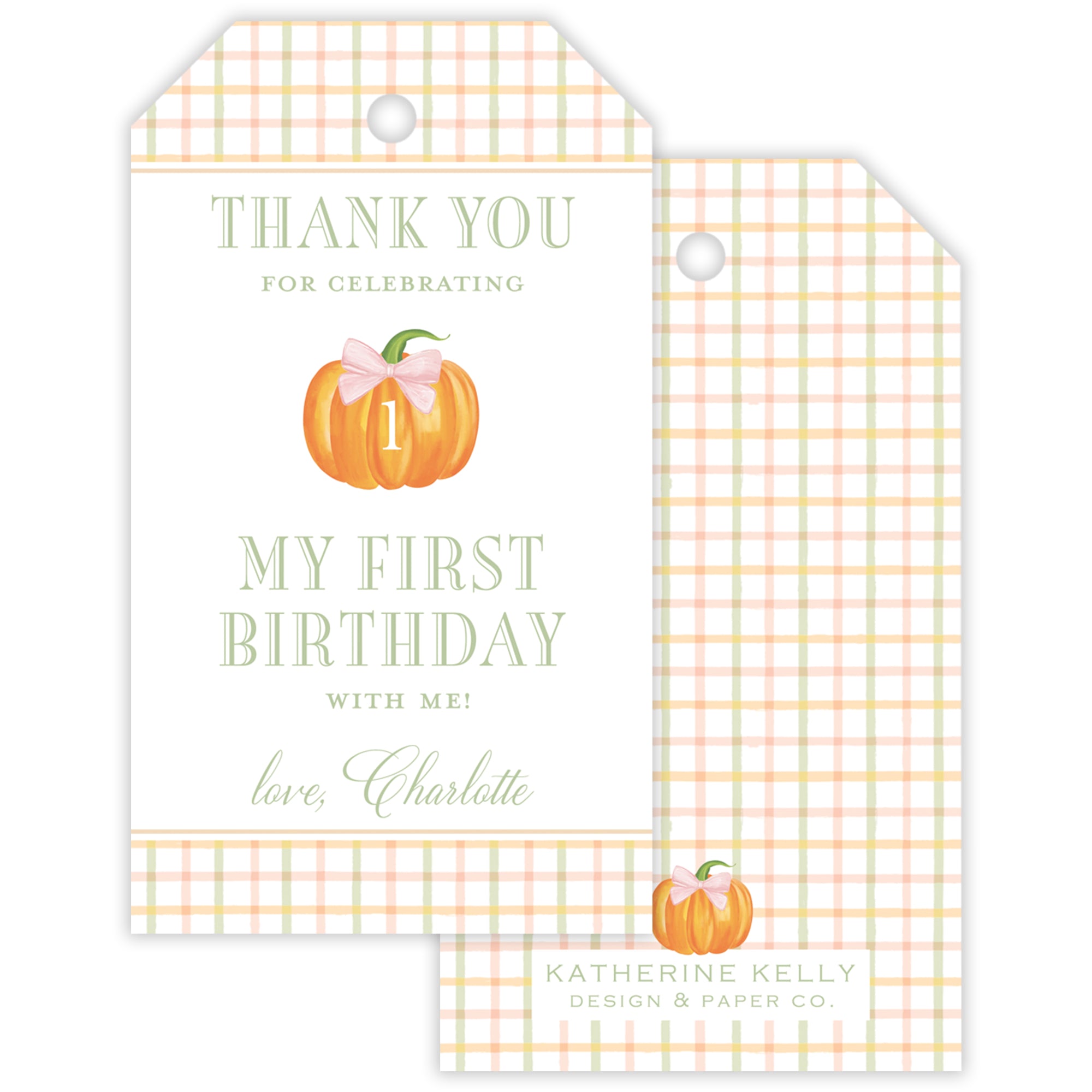 Pink Fall Pumpkin Party Favor Tag