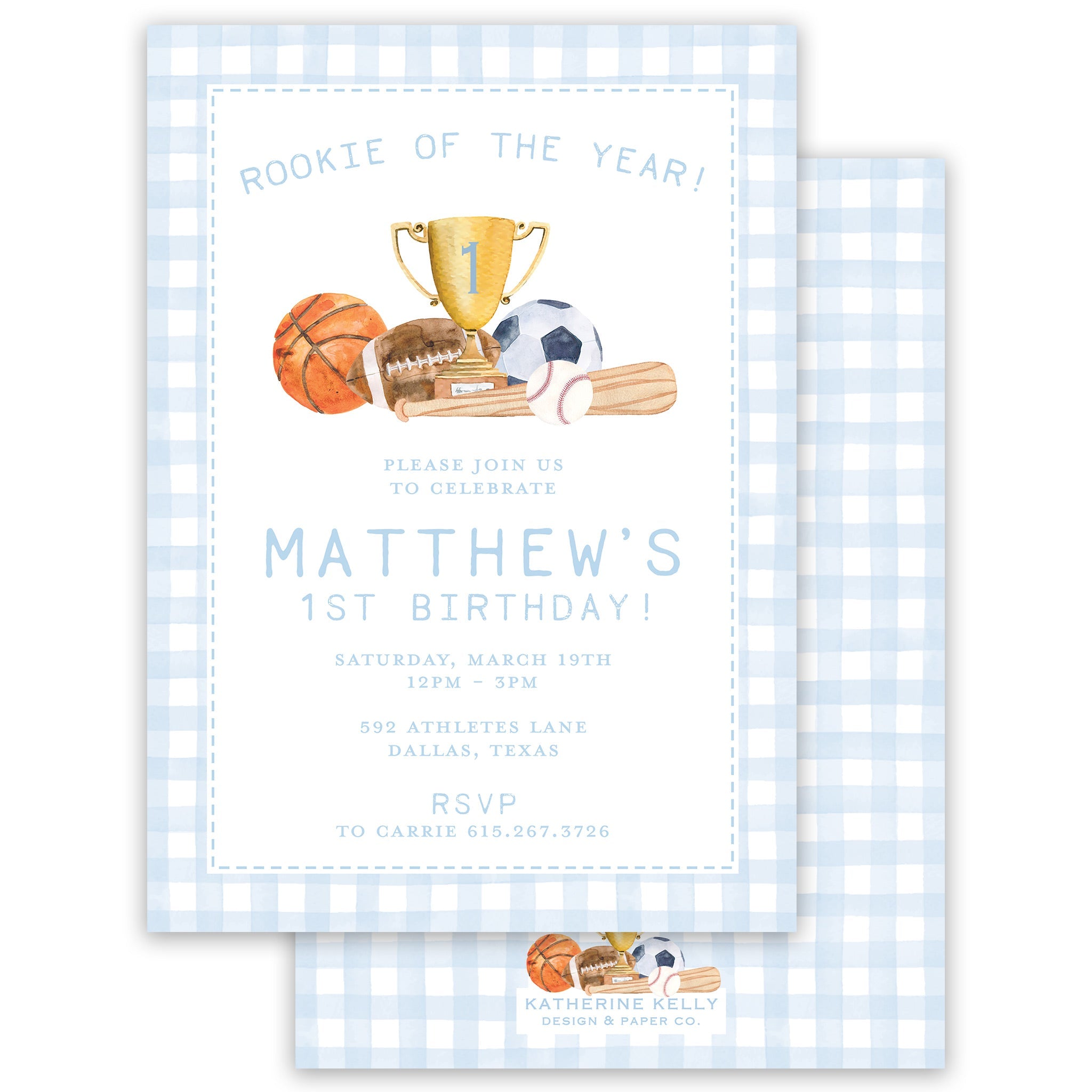 Rookie Of The Year Sports Birthday Invitation