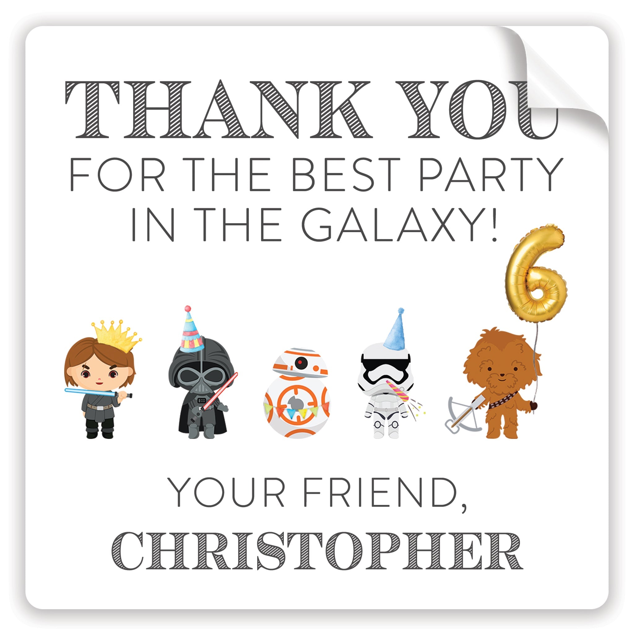 Young Jedi Thank You Stickers