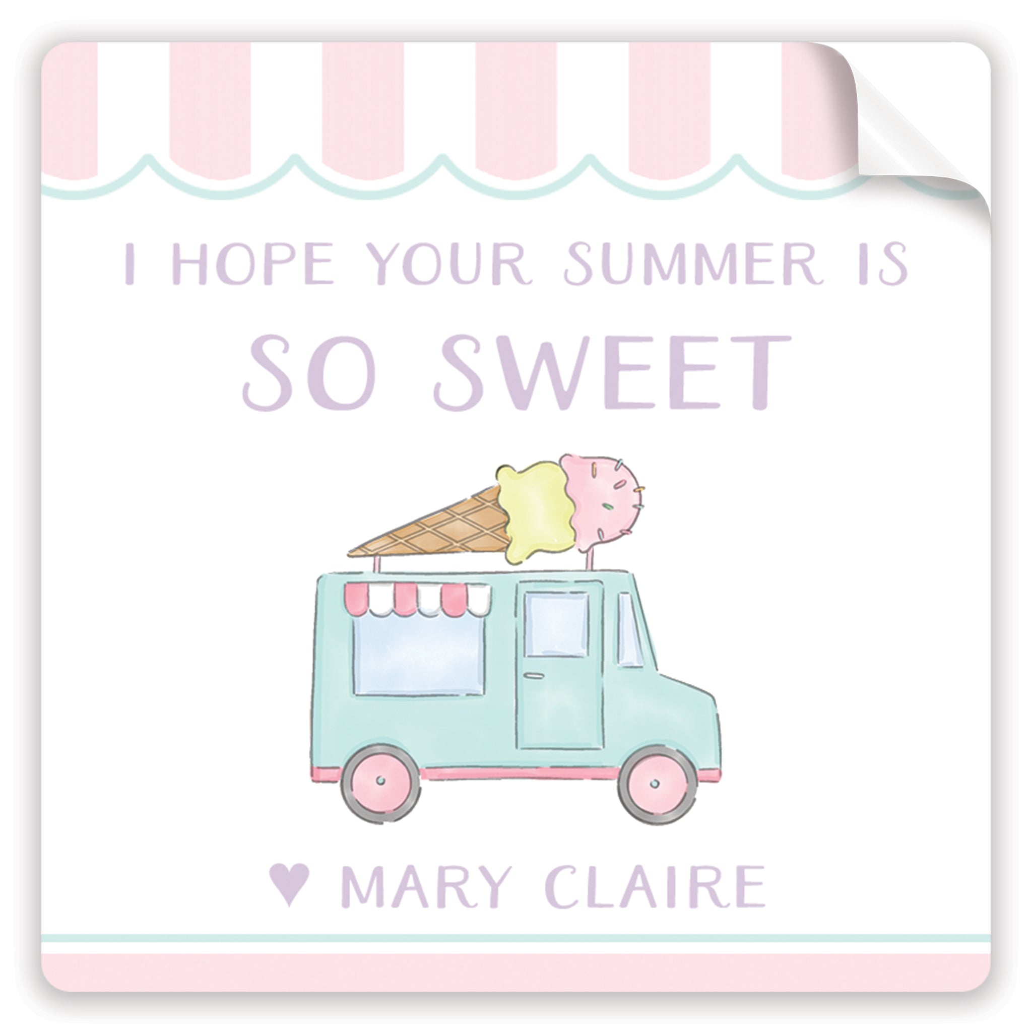 Ice Cream Truck Pink Stickers