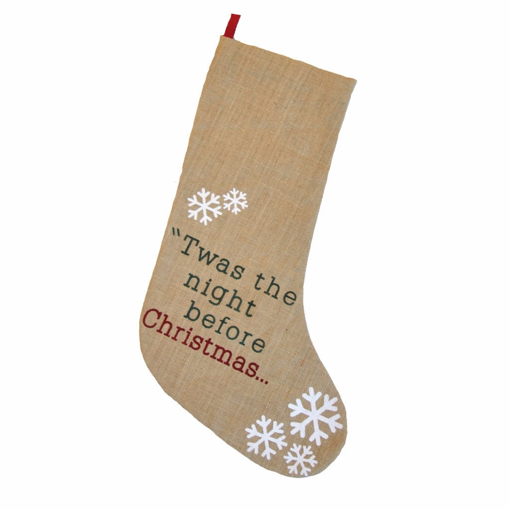 Handmade "twas The Night" Jute Christmas Stocking