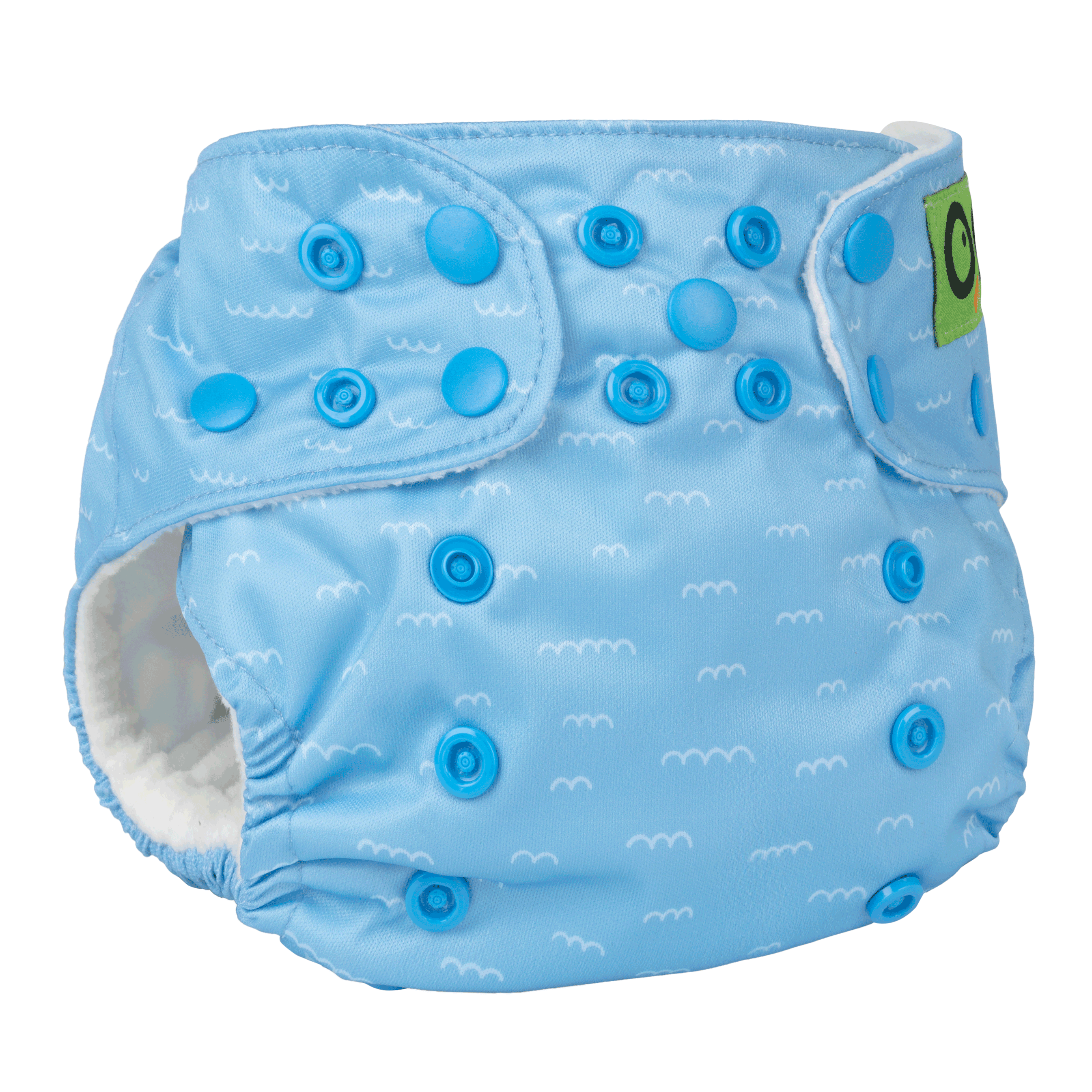 Baby/toddler Reusable Cloth Pocket Diaper (+2 Inserts) - Sherman The Shark
