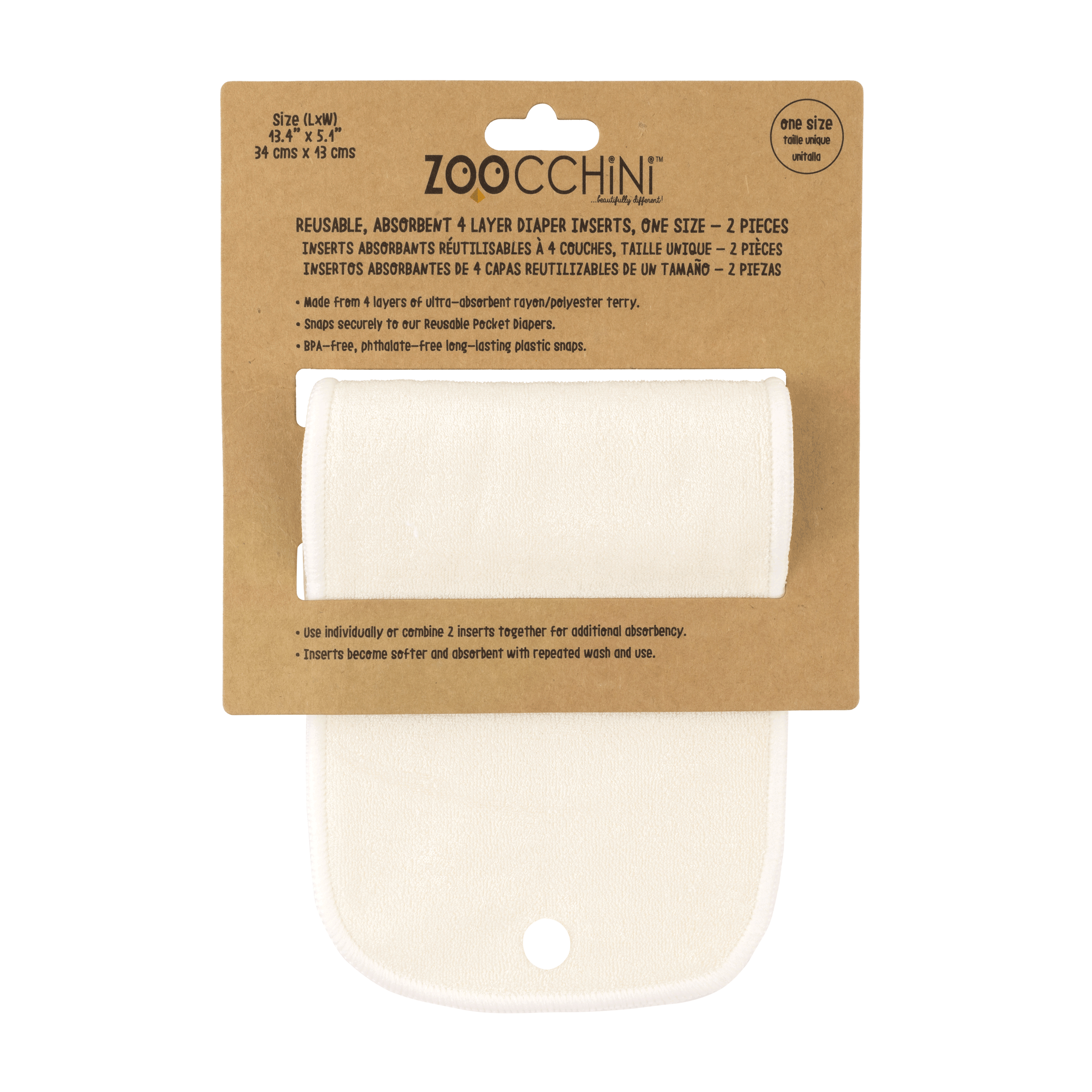 Baby/toddler Reusable Absorbent 4 Layer Pocket Diaper Inserts - 2 Pack