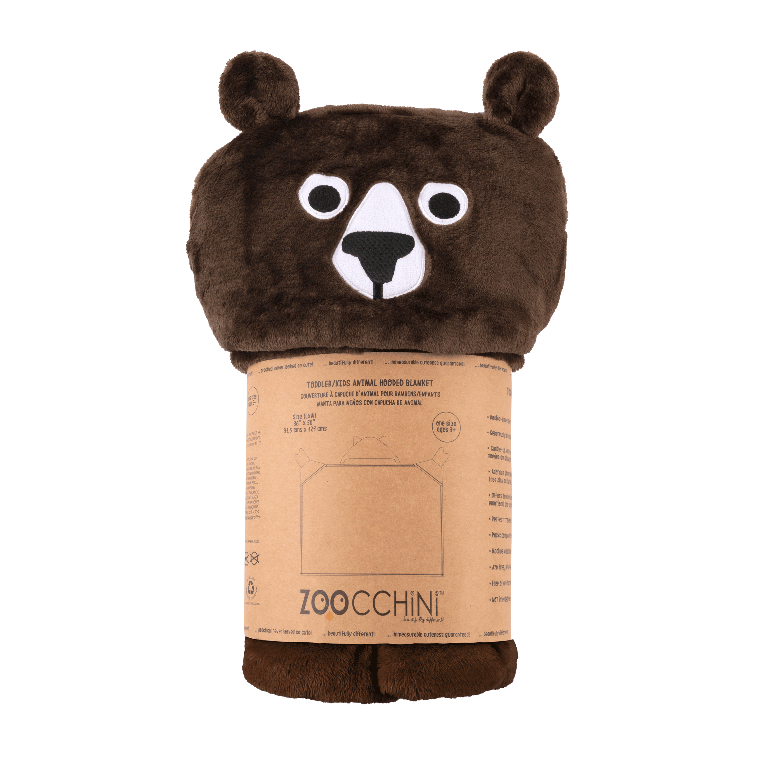 Toddler/kids Animal Hooded Blanket - Bosley The Bear