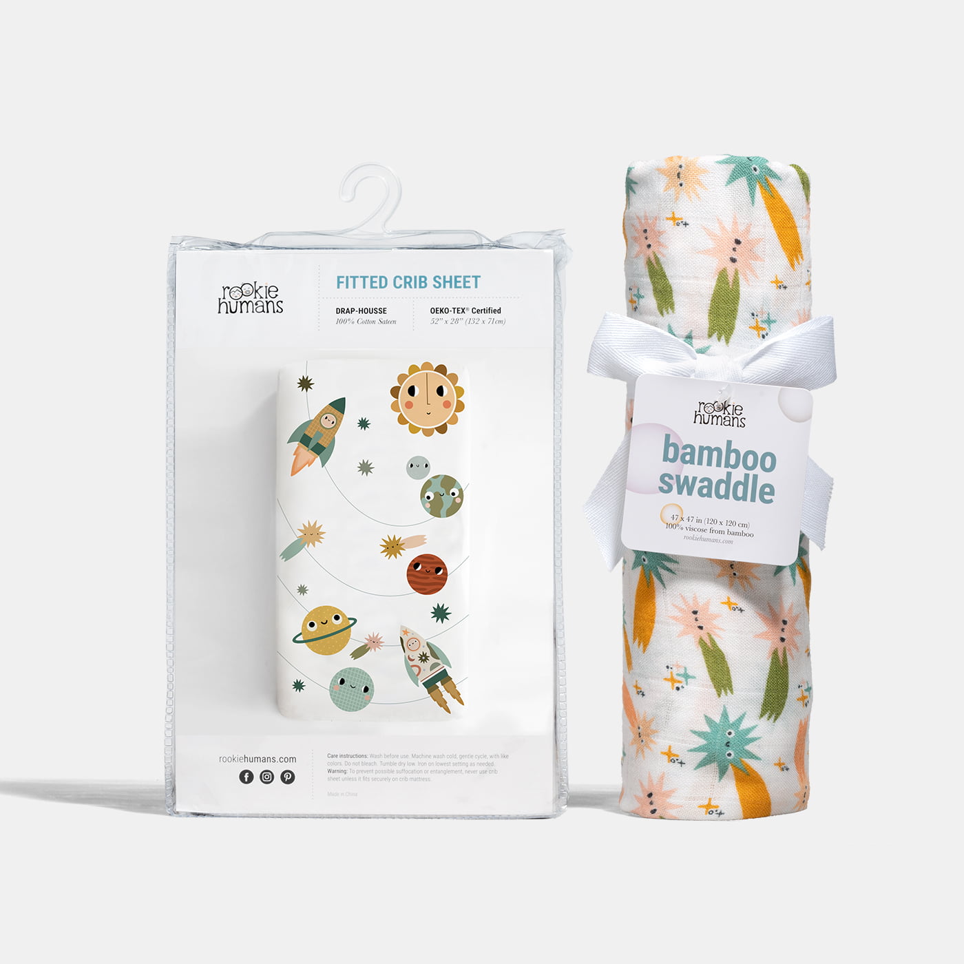 Crib Sheet And Swaddle Bundle - Space Explorer