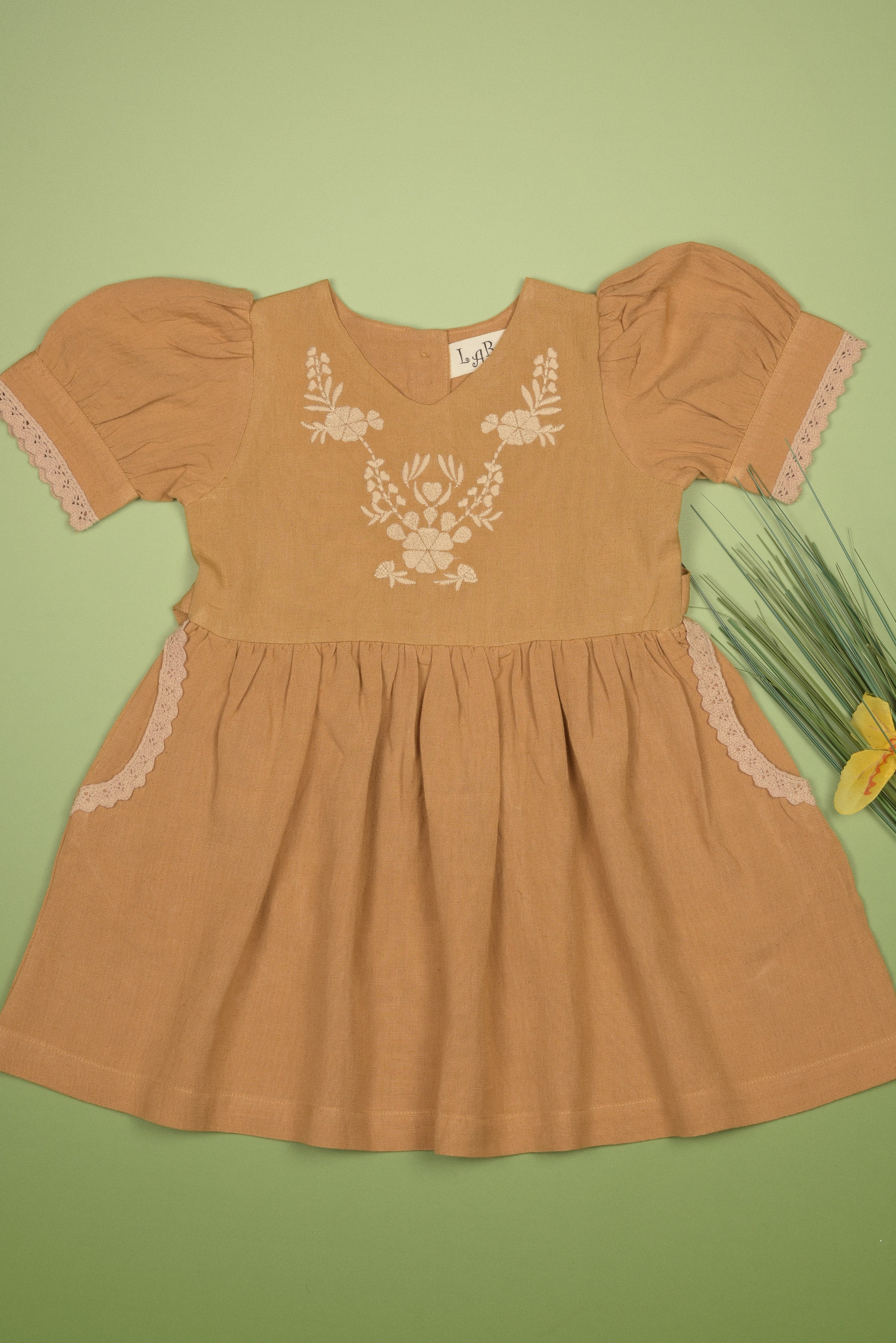 Embroidered Yoke With Puff Sleeves