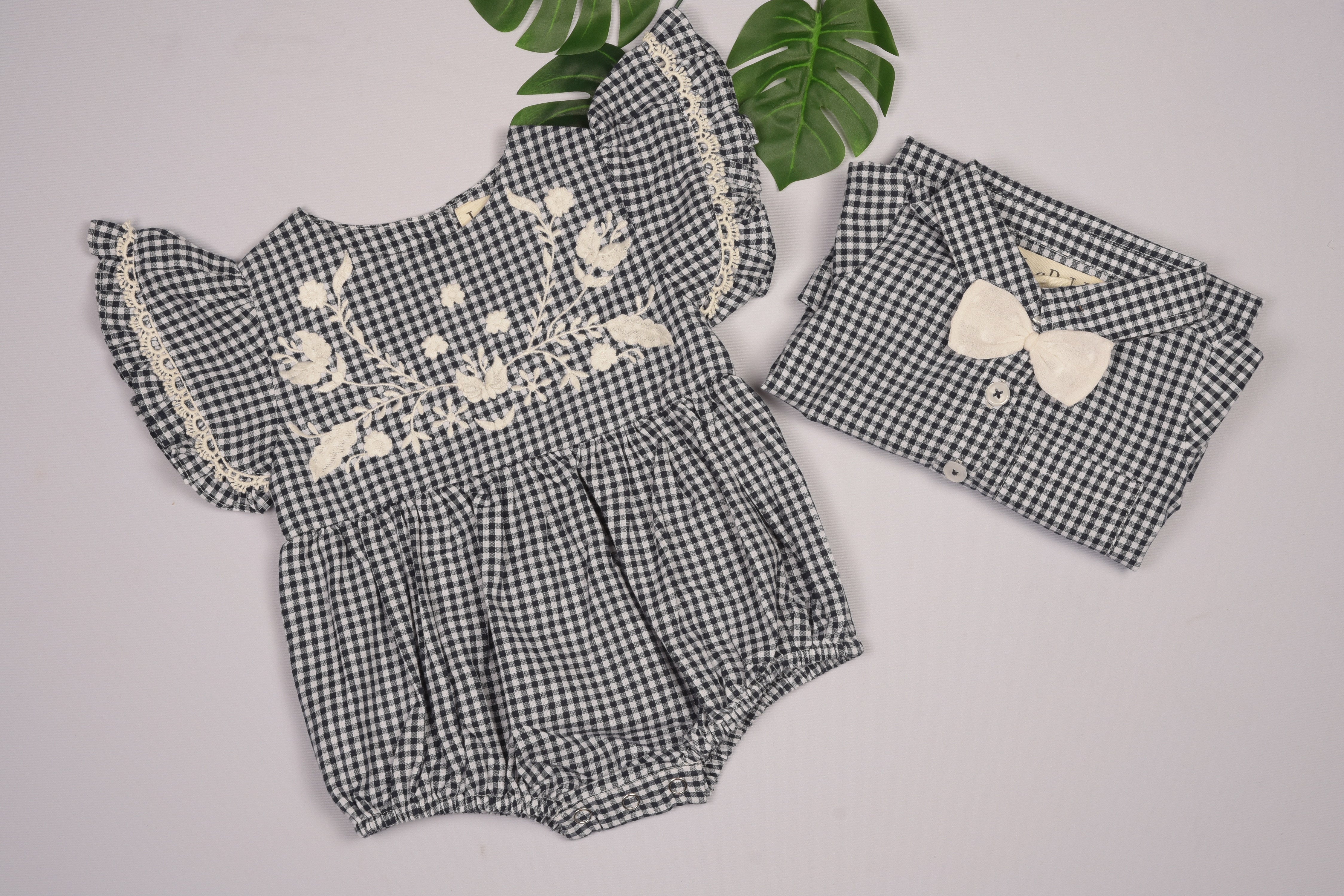 Embroidered Yoke Eith Ruffle Sleeves Romper