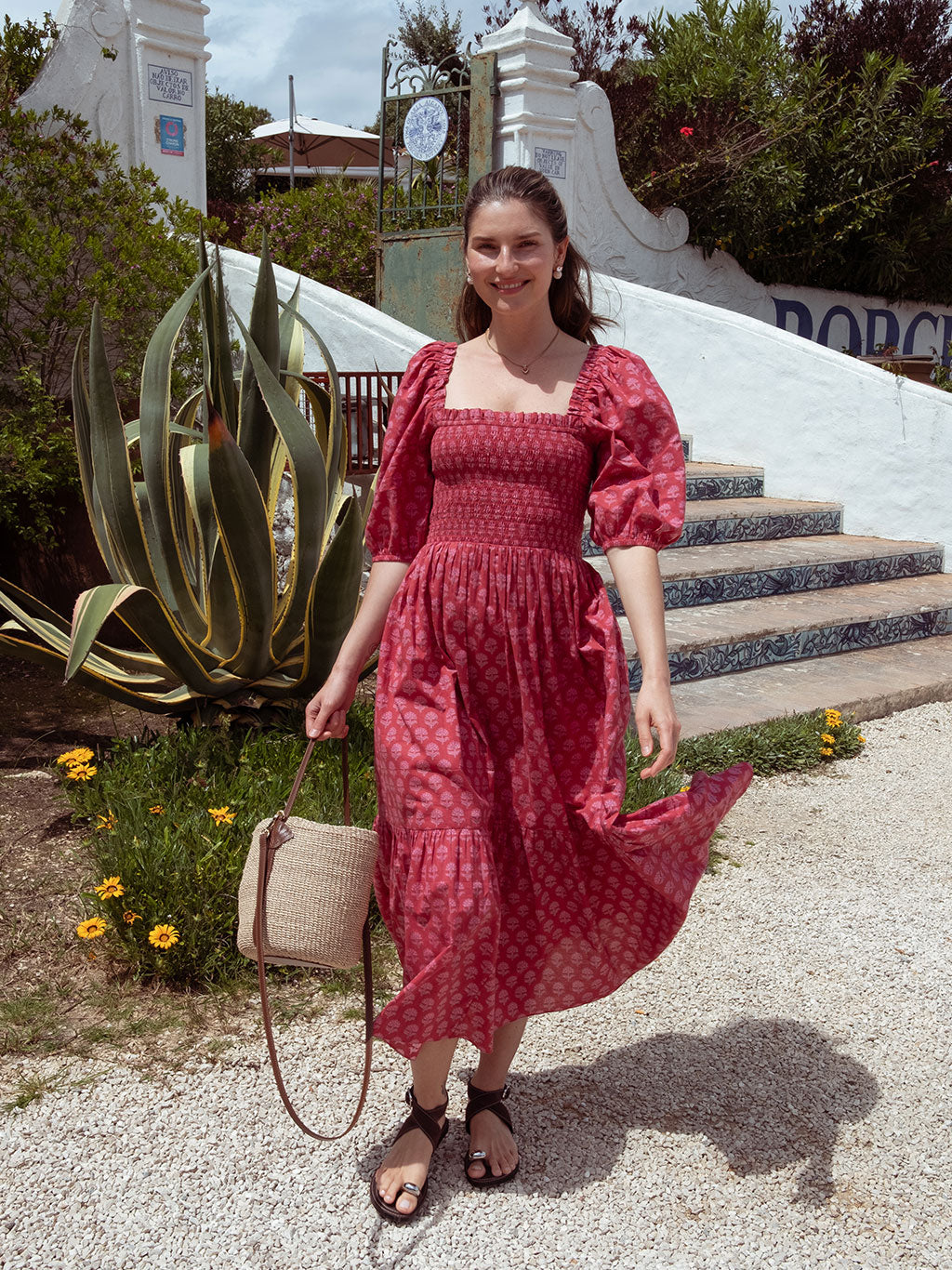 Elsie Dress Red And Pink Hydrangea