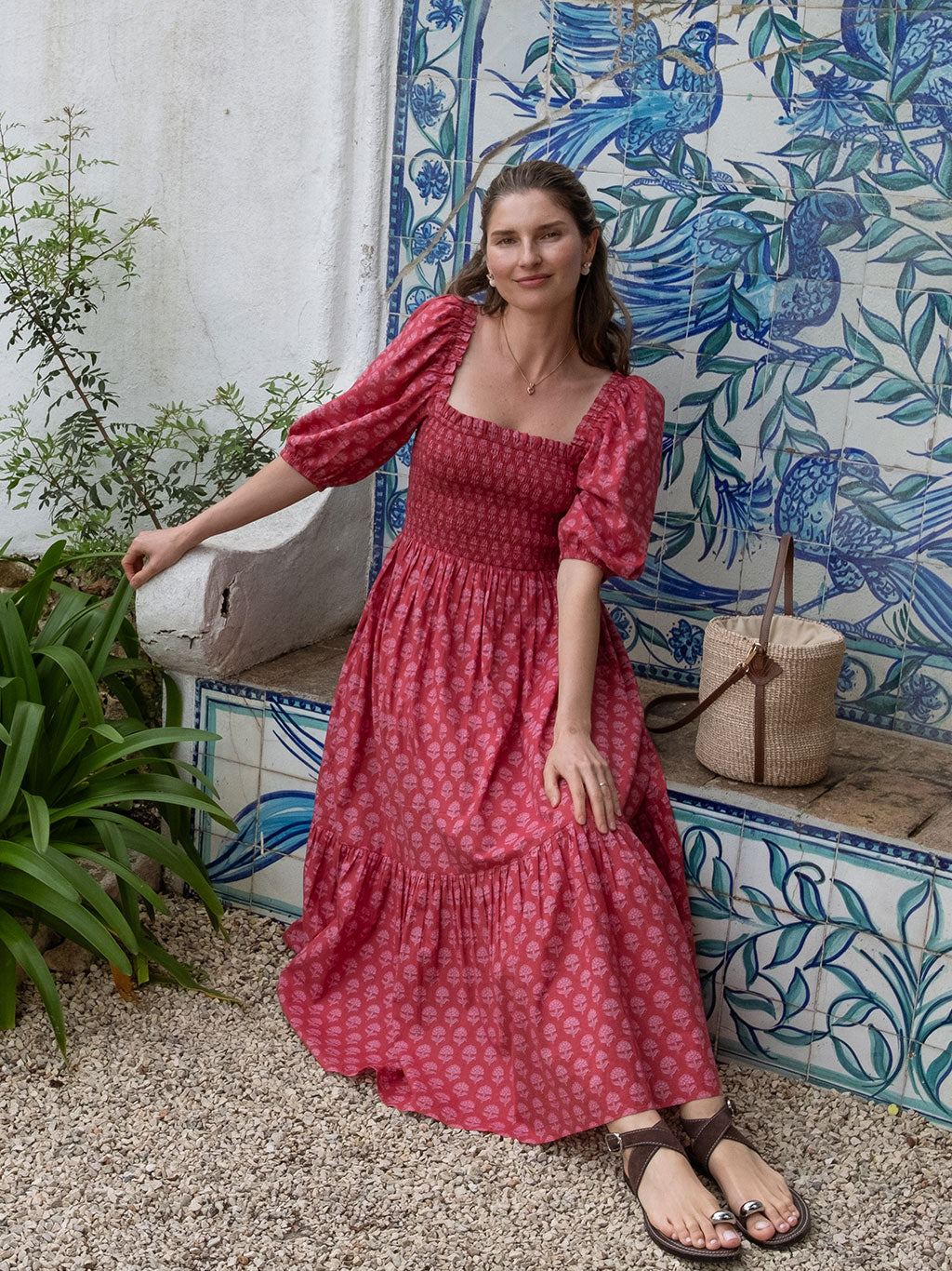 Elsie Dress Red And Pink Hydrangea