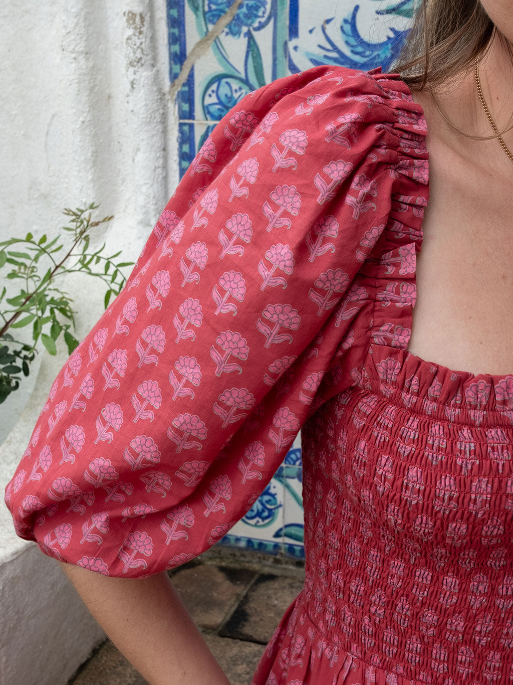 Elsie Dress Red And Pink Hydrangea