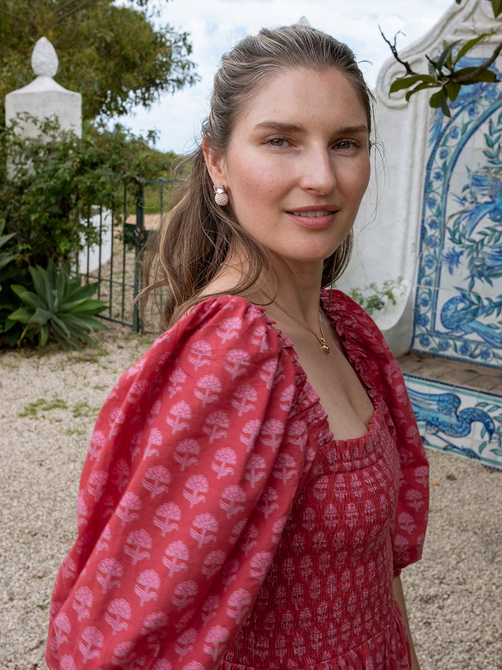 Elsie Dress Red And Pink Hydrangea