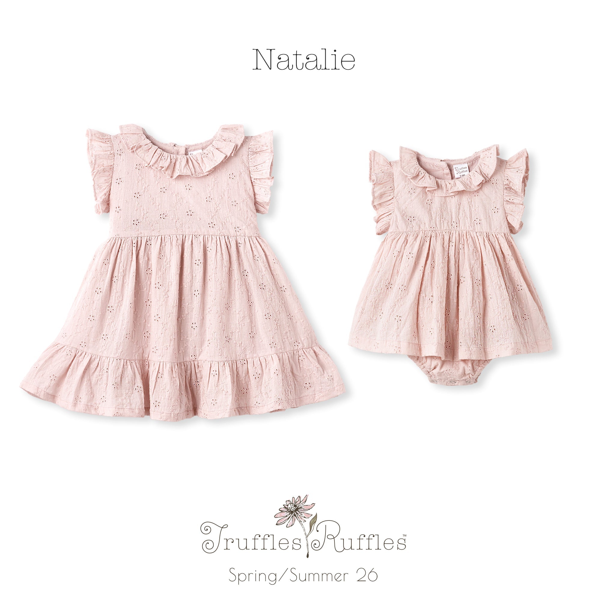 Eyelet Girl's Pink Cotton Dress For Special Occasions
