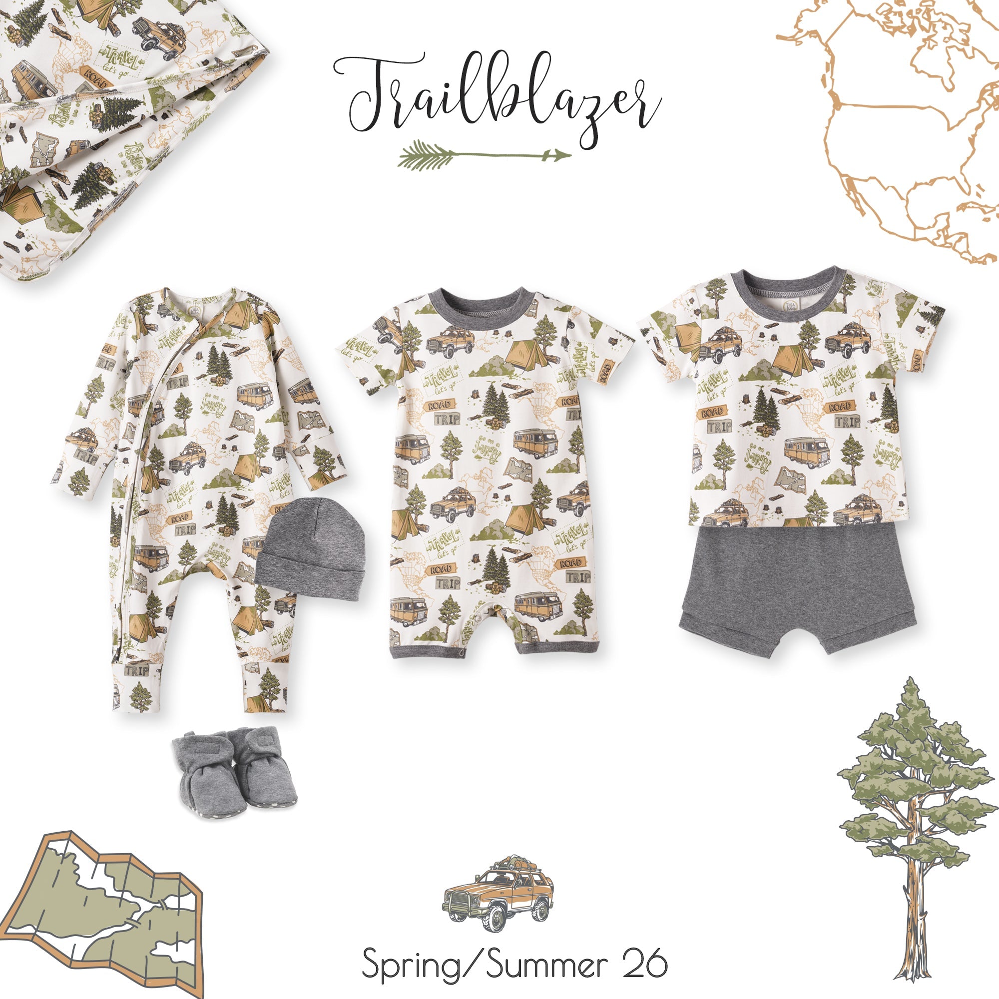 Trailblazer Soft Bamboo Shortall Romper For Baby Boys