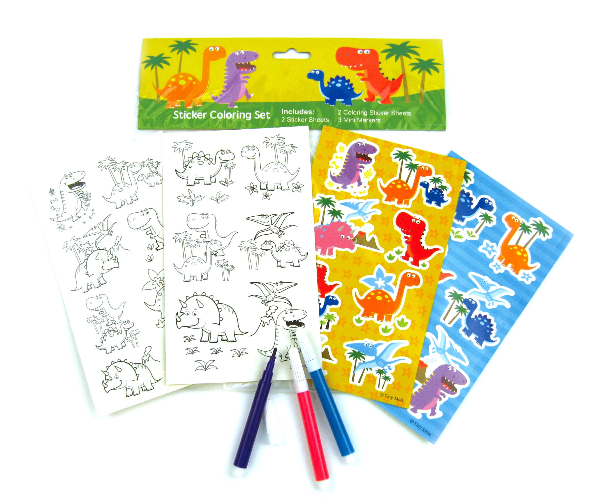 Dinosaurs Color-in Sticker Set With Markers