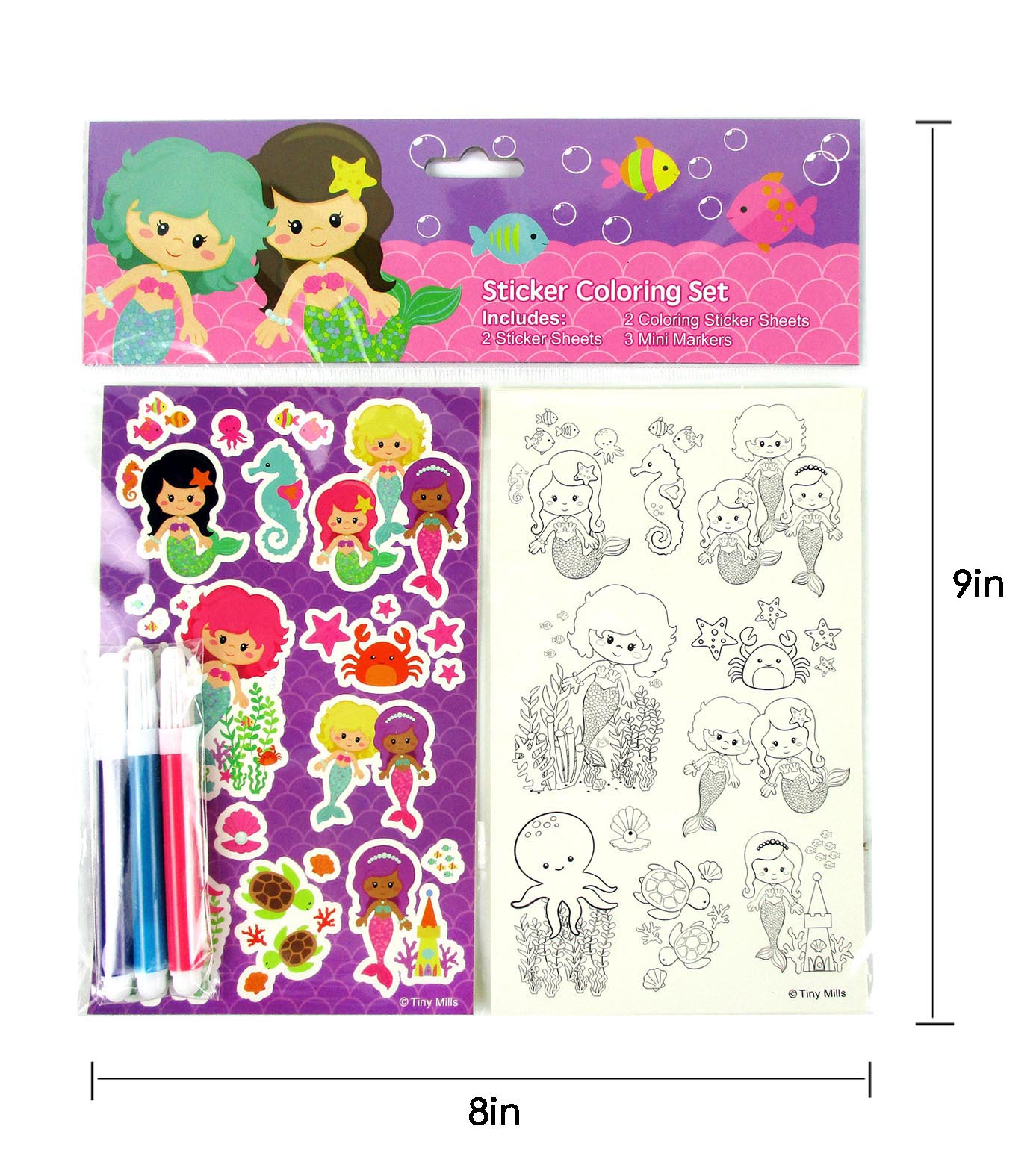 Mermaids Color-in Sticker Set With Markers