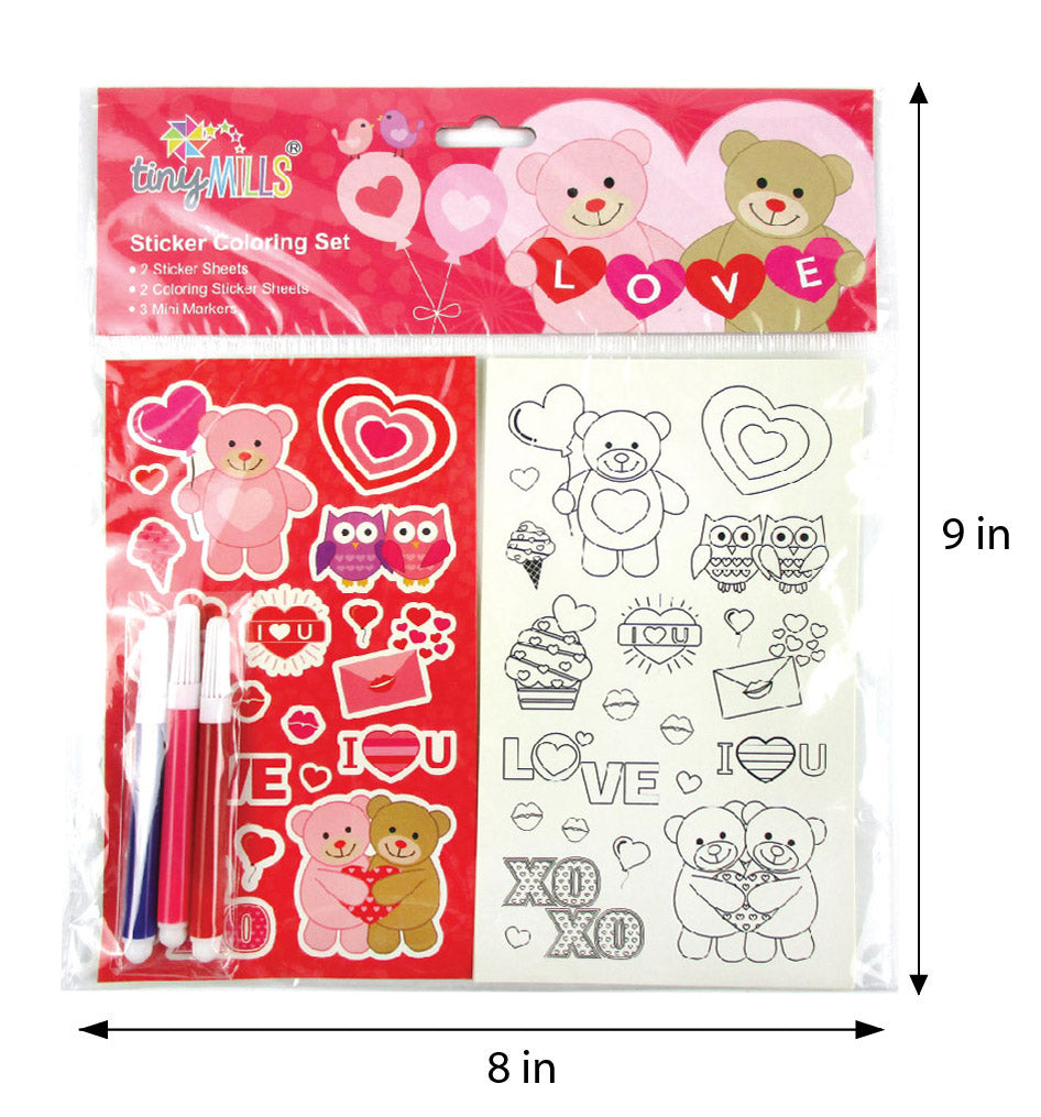 Valentine's Day Color-in Sticker Set With Markers