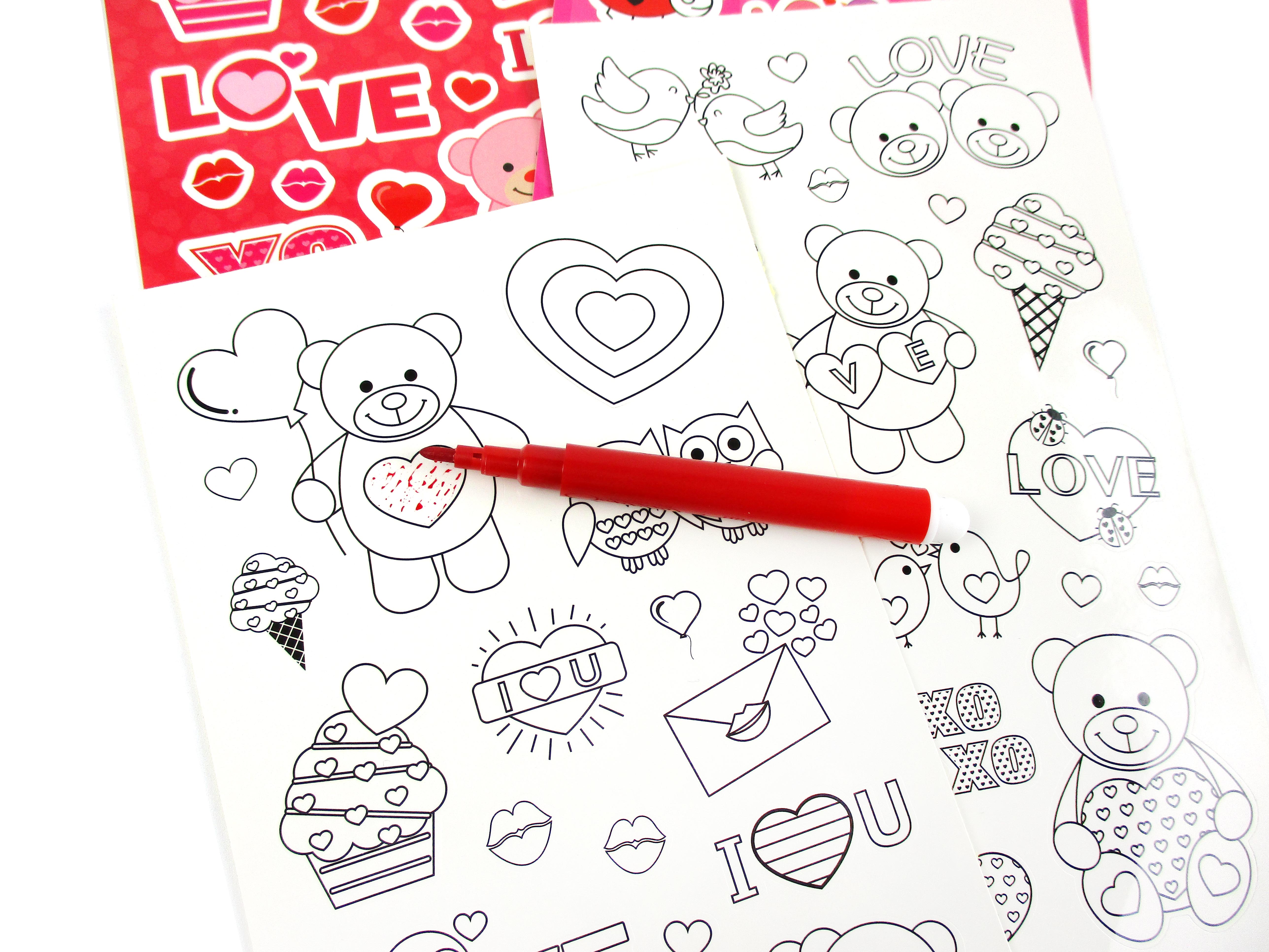 Valentine's Day Color-in Sticker Set With Markers