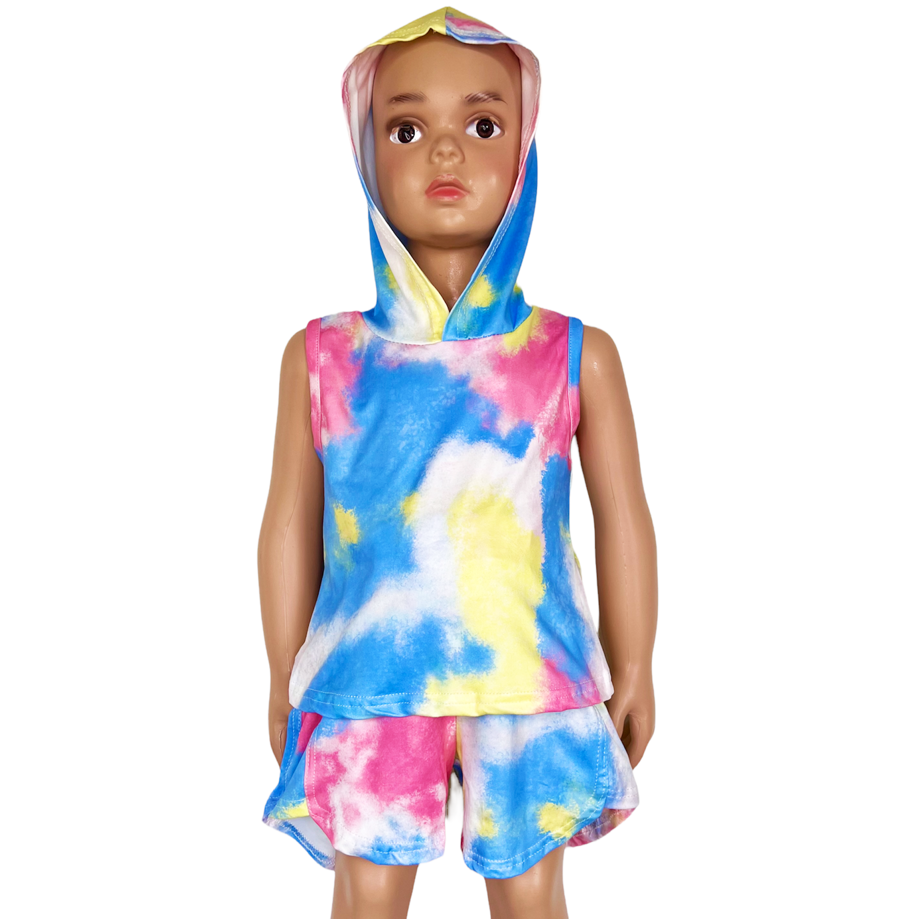 Al Limited Little & Big Girls Pastel Tie Dye Hoodie Top Shorts Camp Outfit