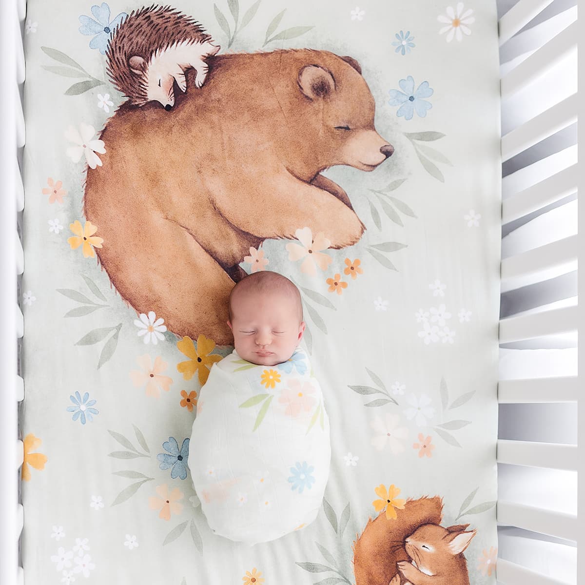 Crib Sheet And Swaddle Bundle - Enchanted Meadow