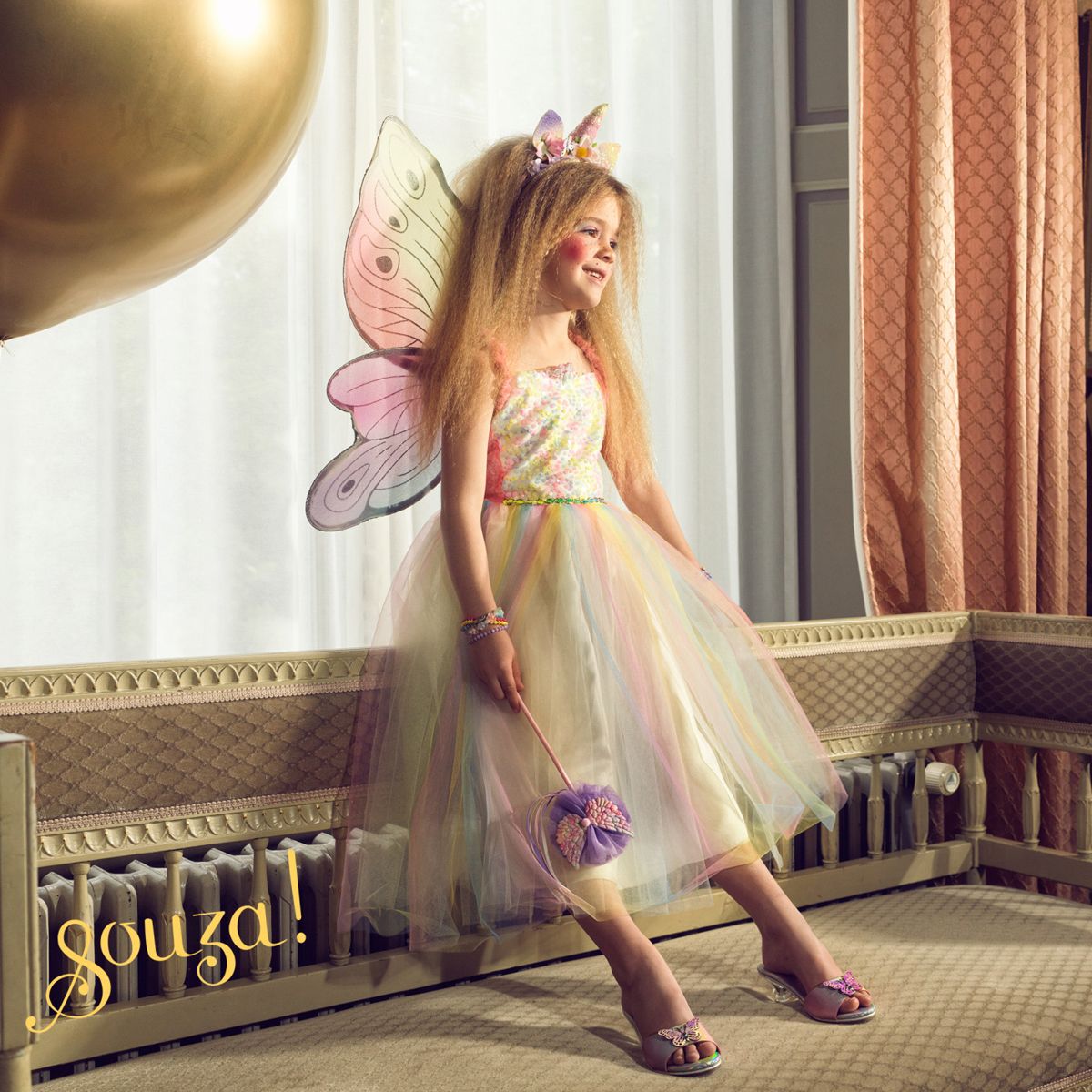 Valerie Fairy Costume – Dress And Wings Set (multicolor) - Role-play For Children (2 Sizes)