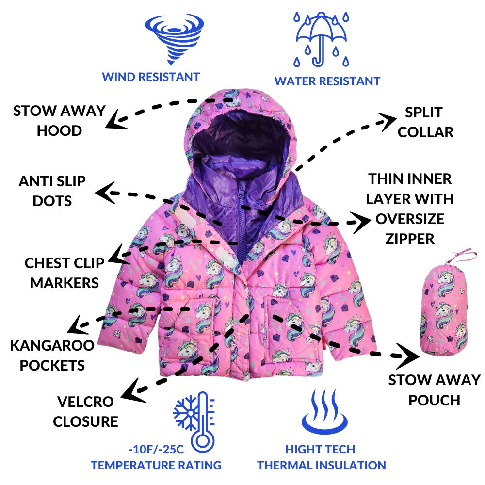 Car Seat Coat | The Road Coat Vegan - Unicorn Print