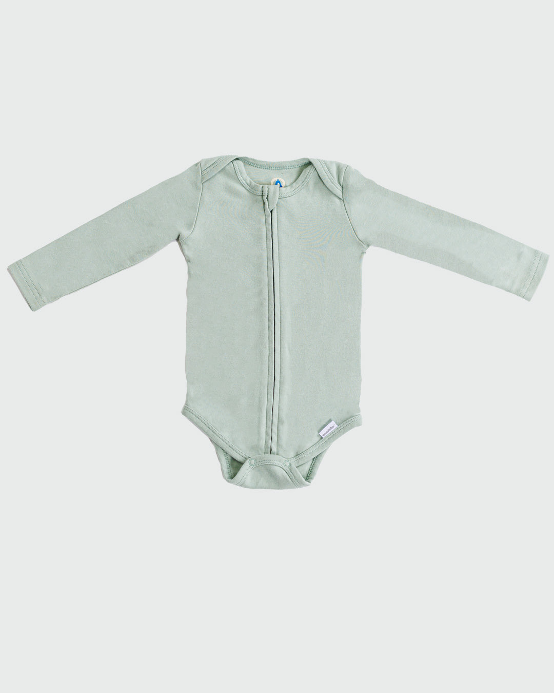 Long Sleeve Zipper Bodysuit In Sage, 3-6m