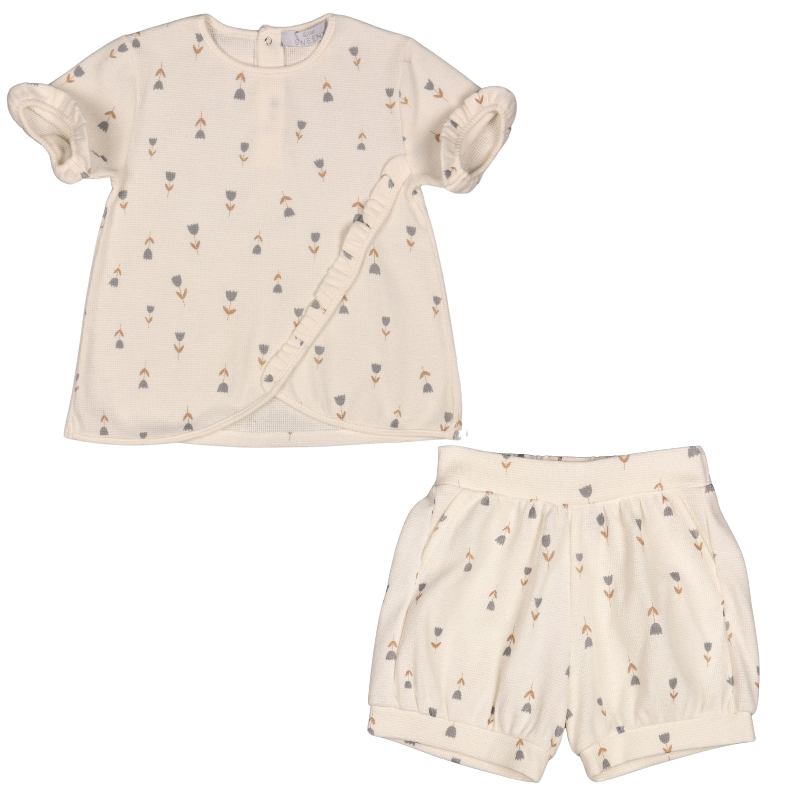 Sally | Tulip Print Waffle Shorts Set (2)
