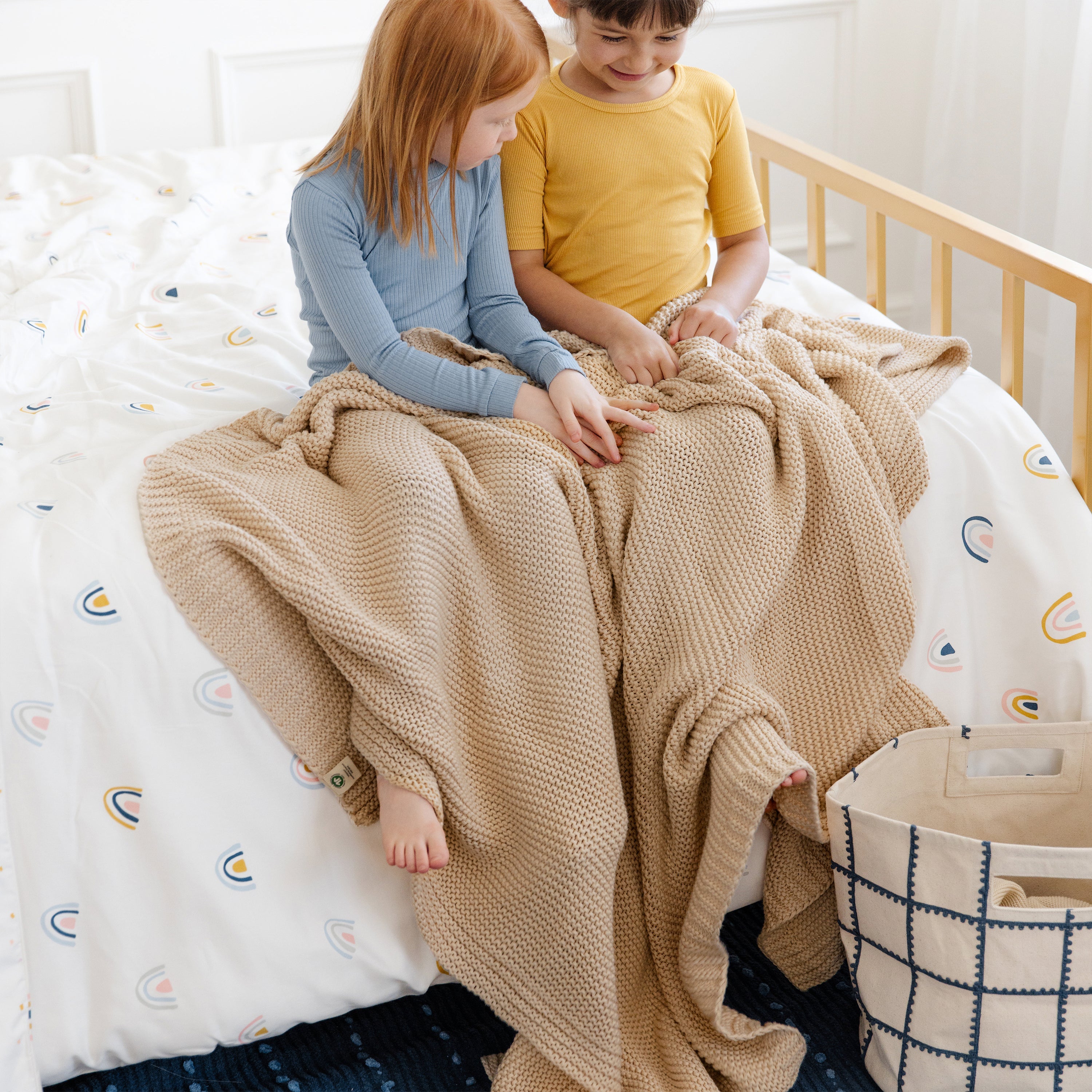 Organic Knit Throw Blanket - Sand