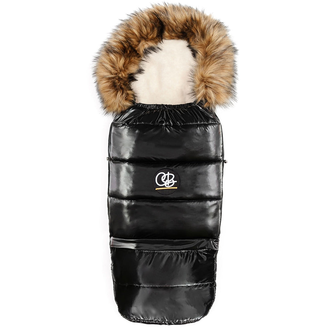 Satin Black Organic Premium Beige Wool Adjustable Footmuff