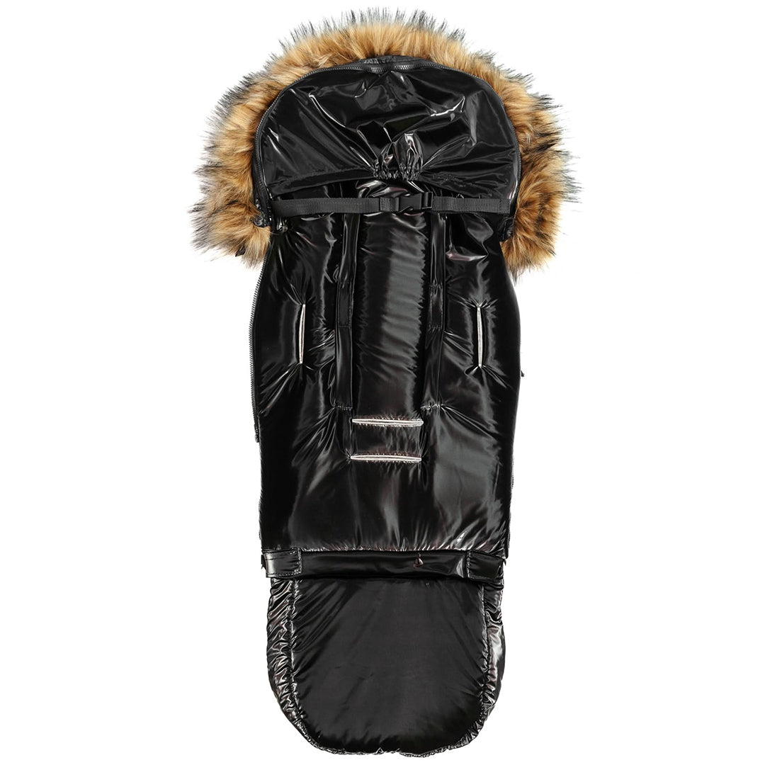 Satin Black Organic Premium Beige Wool Adjustable Footmuff