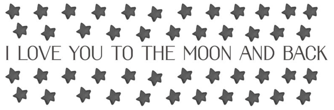 "i Love You To The Moon And Back" - Full Moon And Stars - Fabric Nursery Wall Art Decals