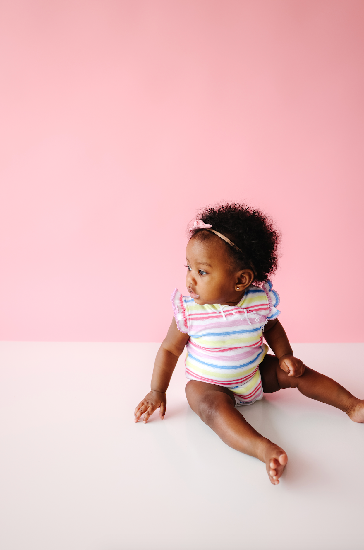 Rainbow Stripe Onesie With Bows