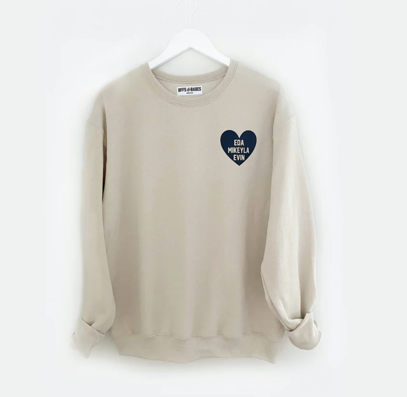 Heart U Most ♡ Beige Personalizable Sweatshirt