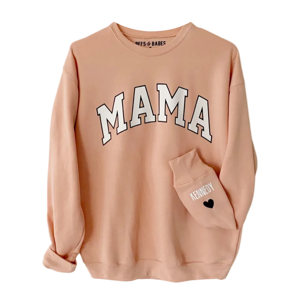 Love On The Cuff ♡ Blush Mama Sweatshirt With Personalized Cuff