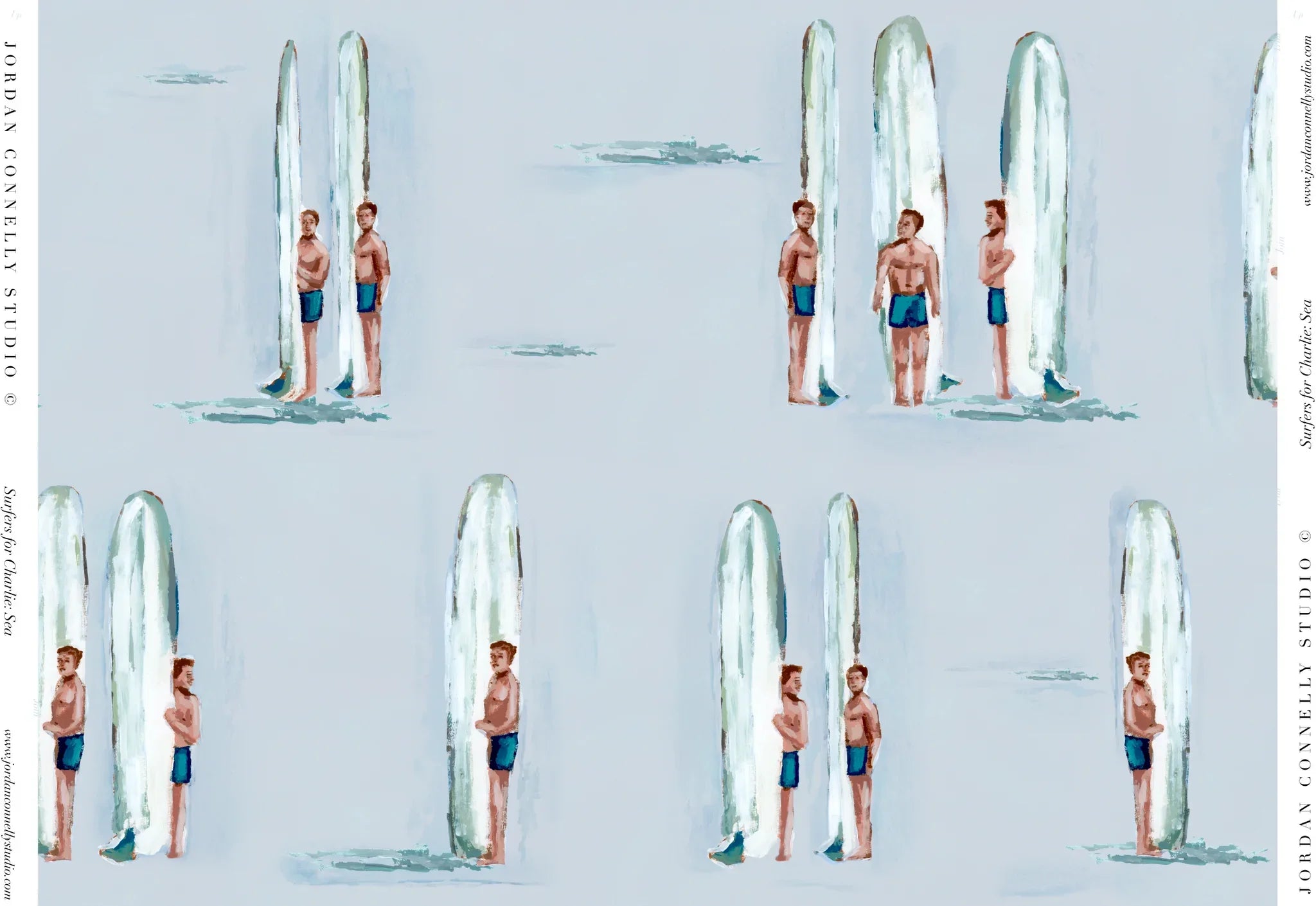 Surfers For Charlie In Sea- Fabric