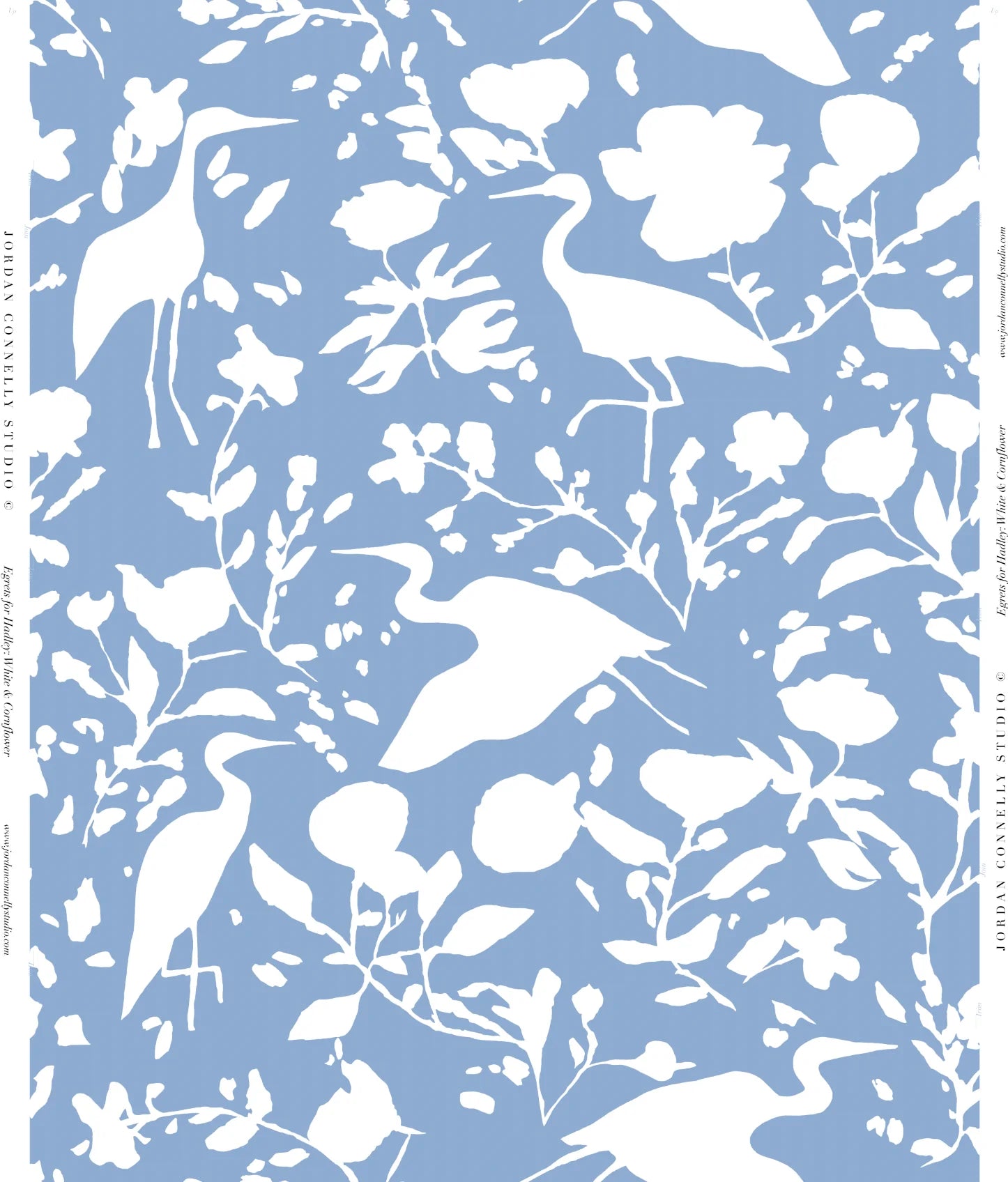 Egrets For Hadley In White & Cornflower Wallpaper