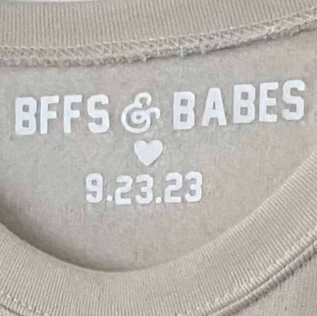 Bffs & Babes X You ♡ Personalized Label + Stitch Collar Beige Sweatshirt