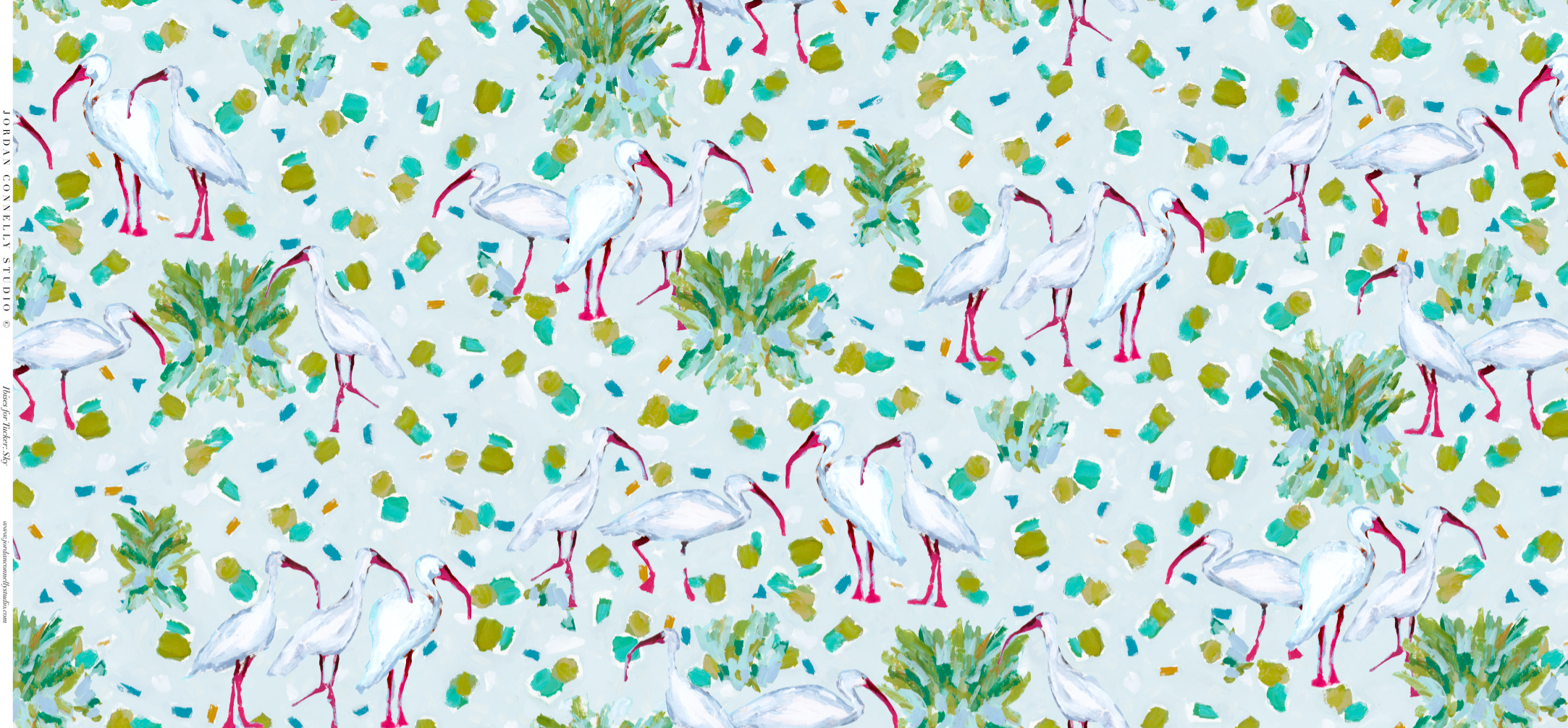 Ibises For Tucker In Sky- Fabric