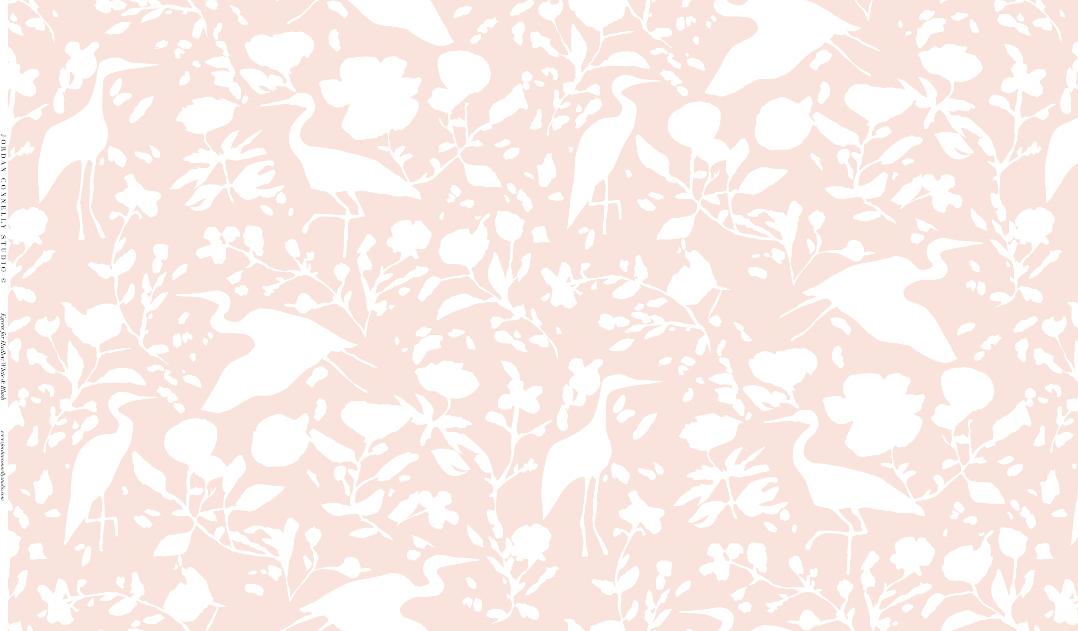 Egrets For Hadley In White & Blush- Fabric